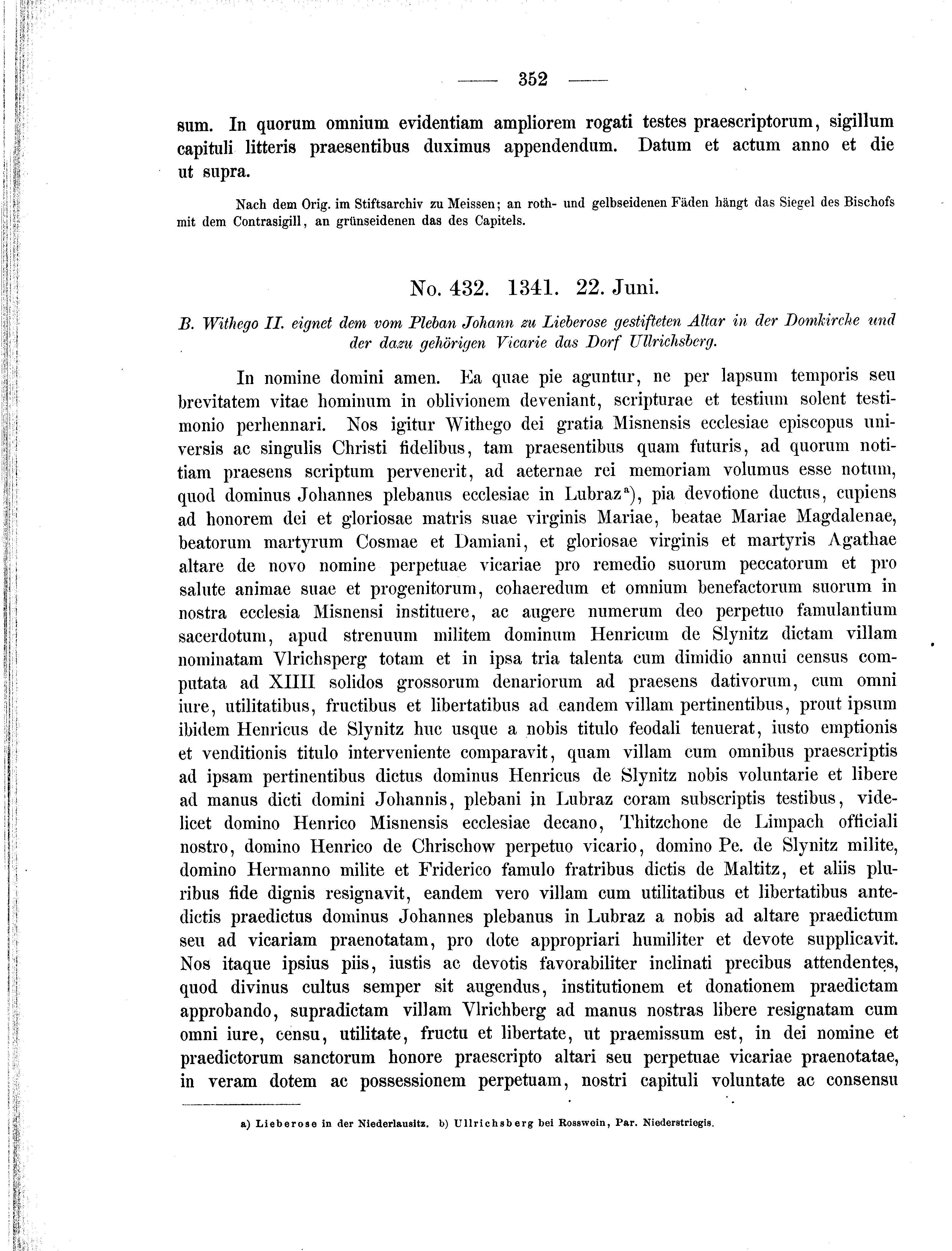 Historische Urkunde Seite 352 aus Band cds2_01