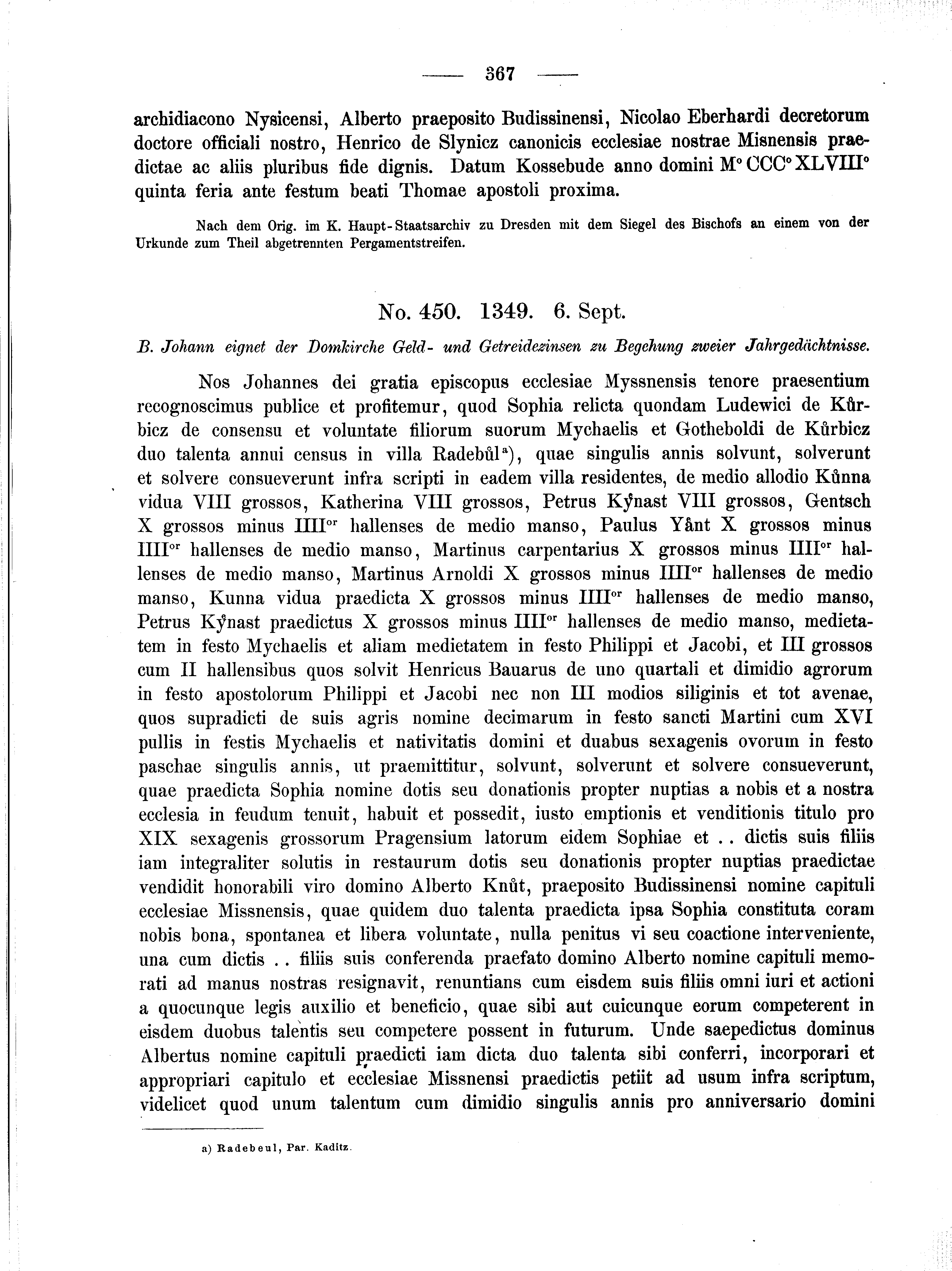 Historische Urkunde Seite 367 aus Band cds2_01