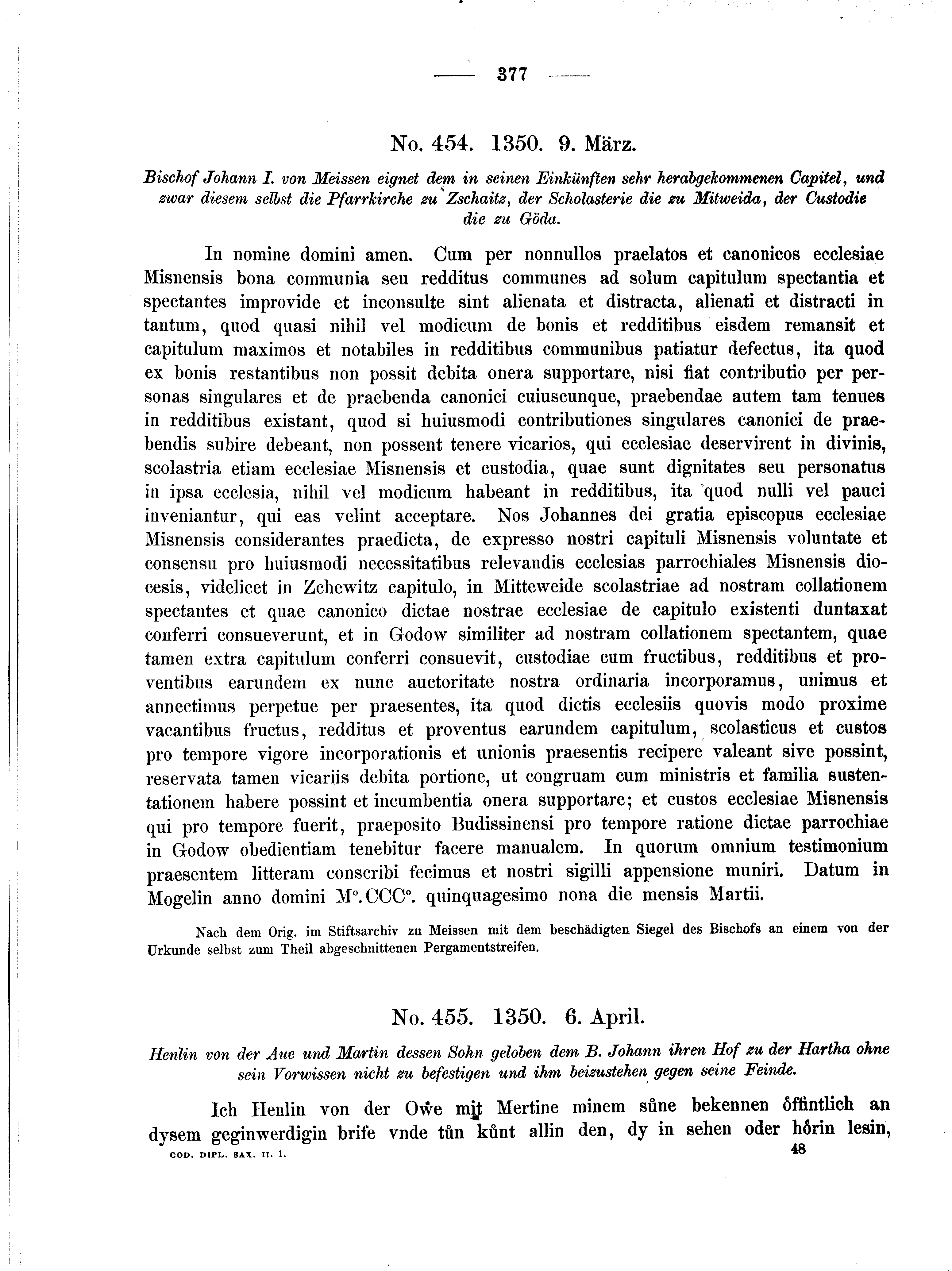 Historische Urkunde Seite 377 aus Band cds2_01