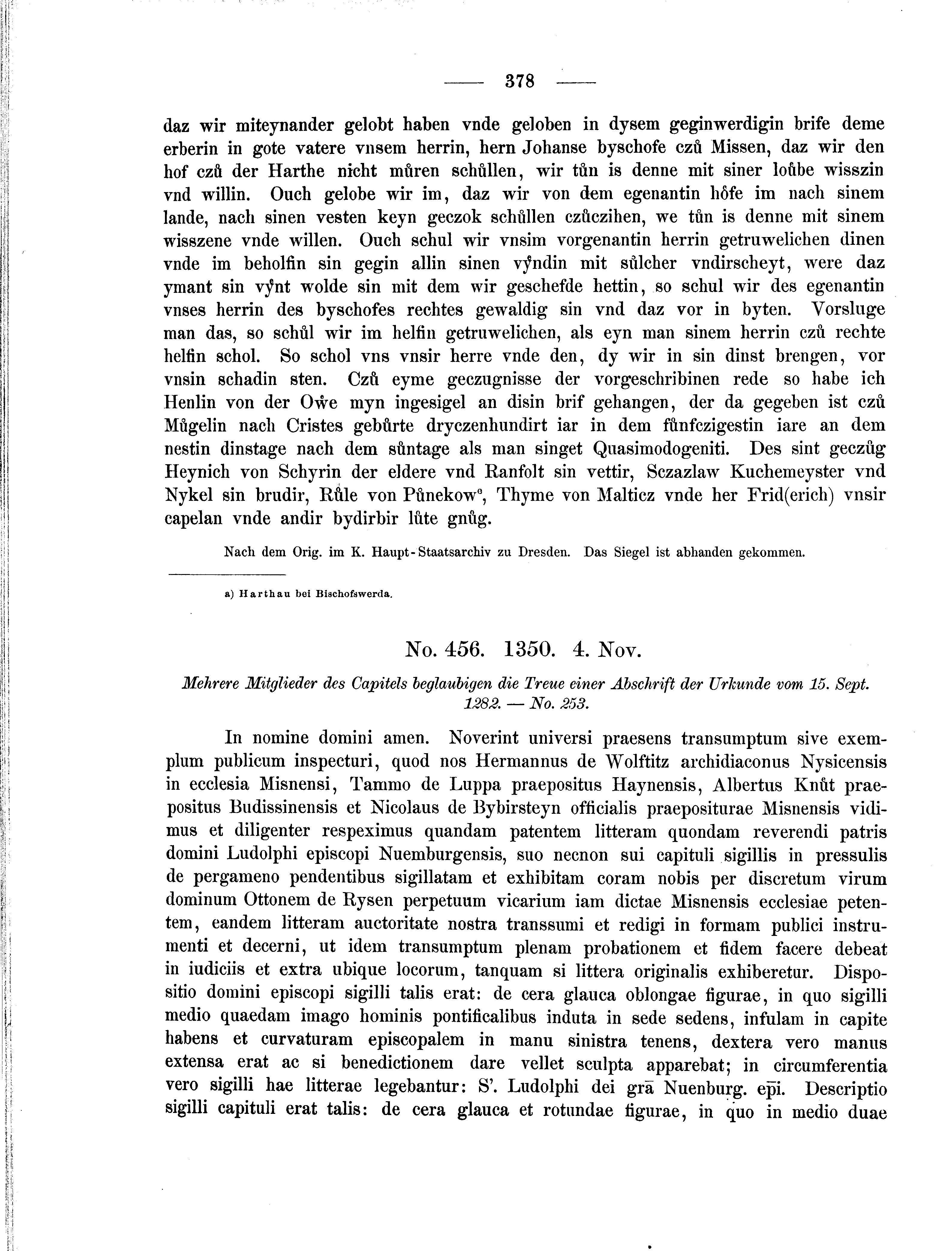 Historische Urkunde Seite 378 aus Band cds2_01