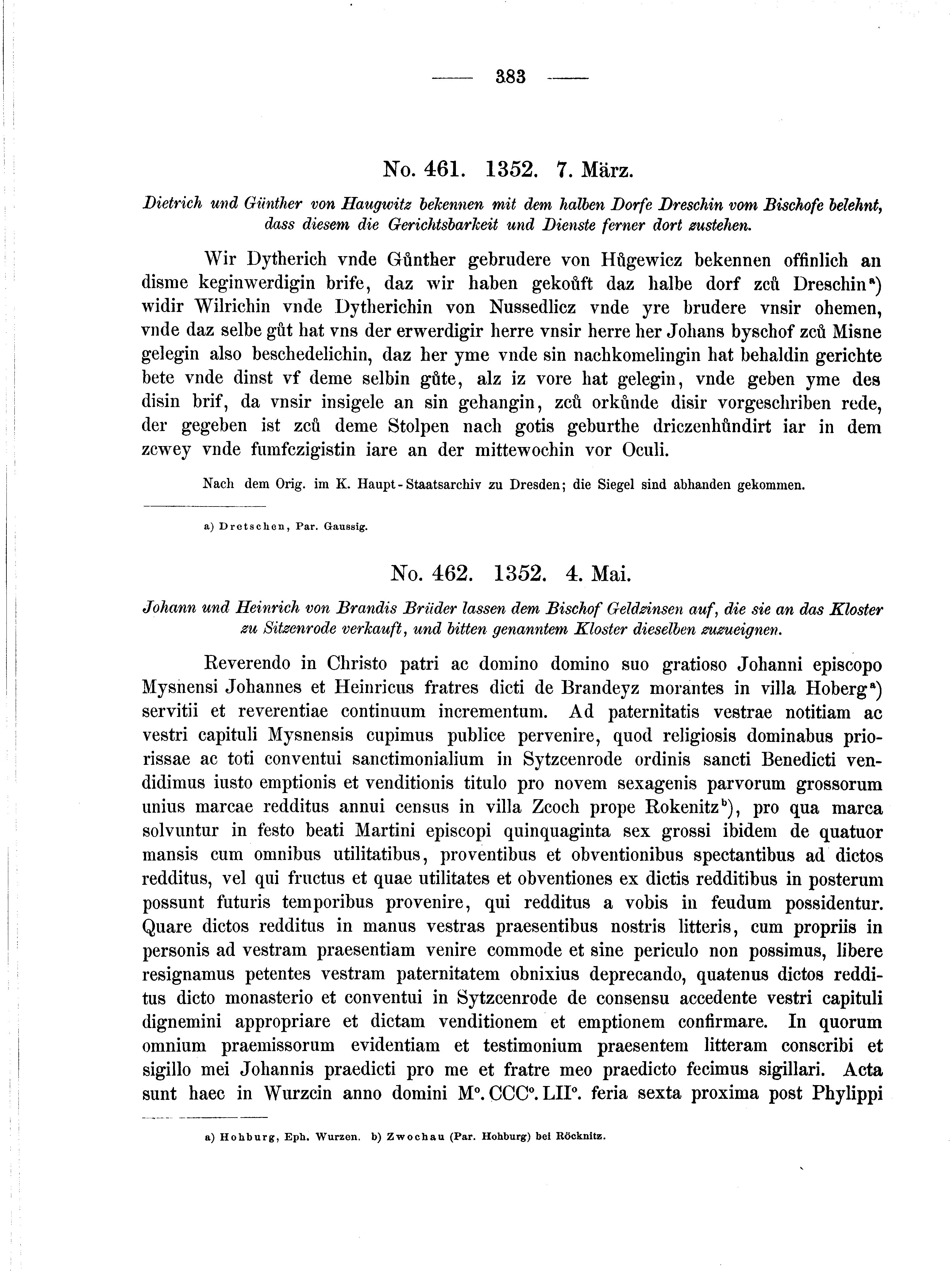 Historische Urkunde Seite 383 aus Band cds2_01
