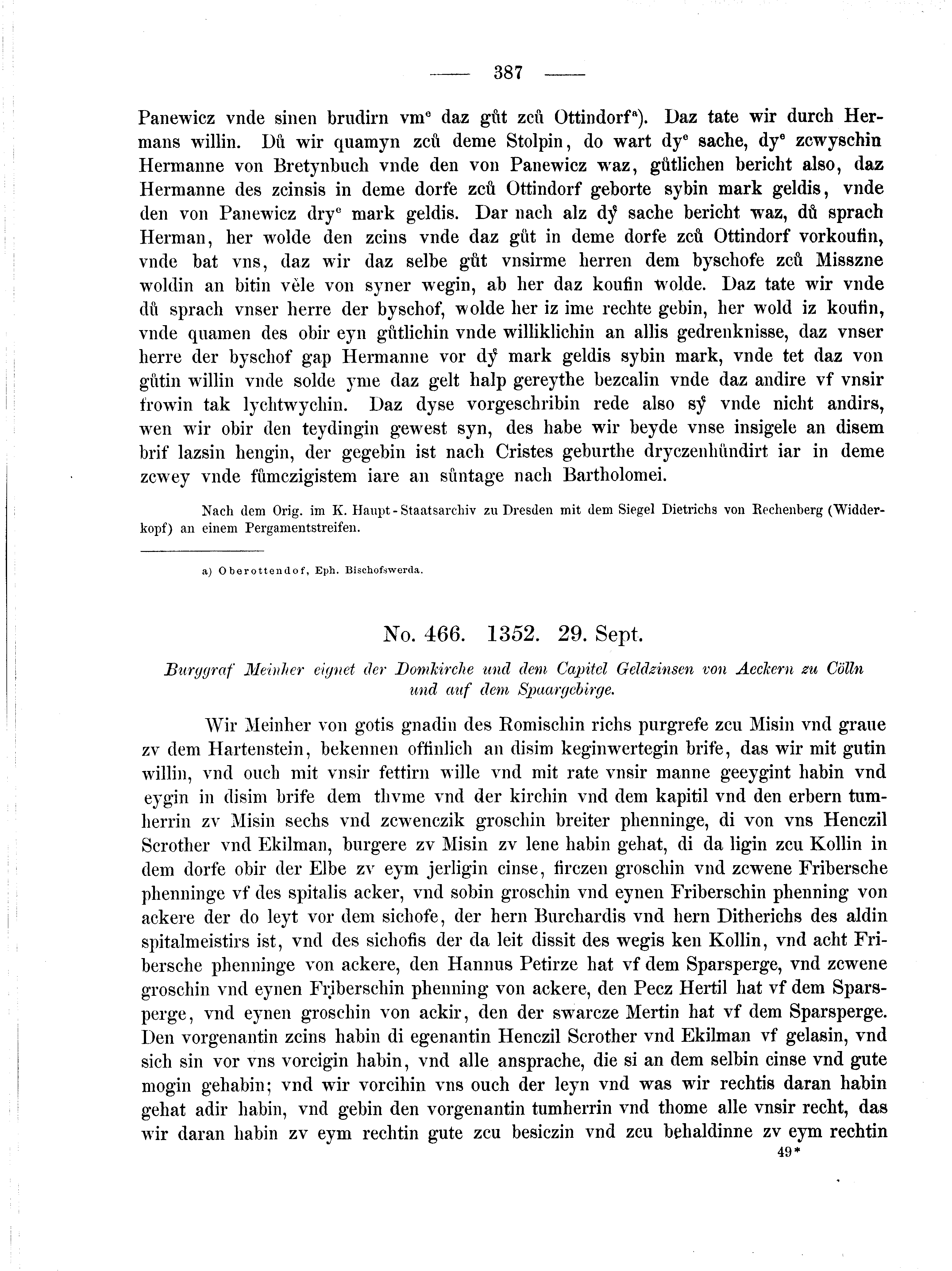 Historische Urkunde Seite 387 aus Band cds2_01
