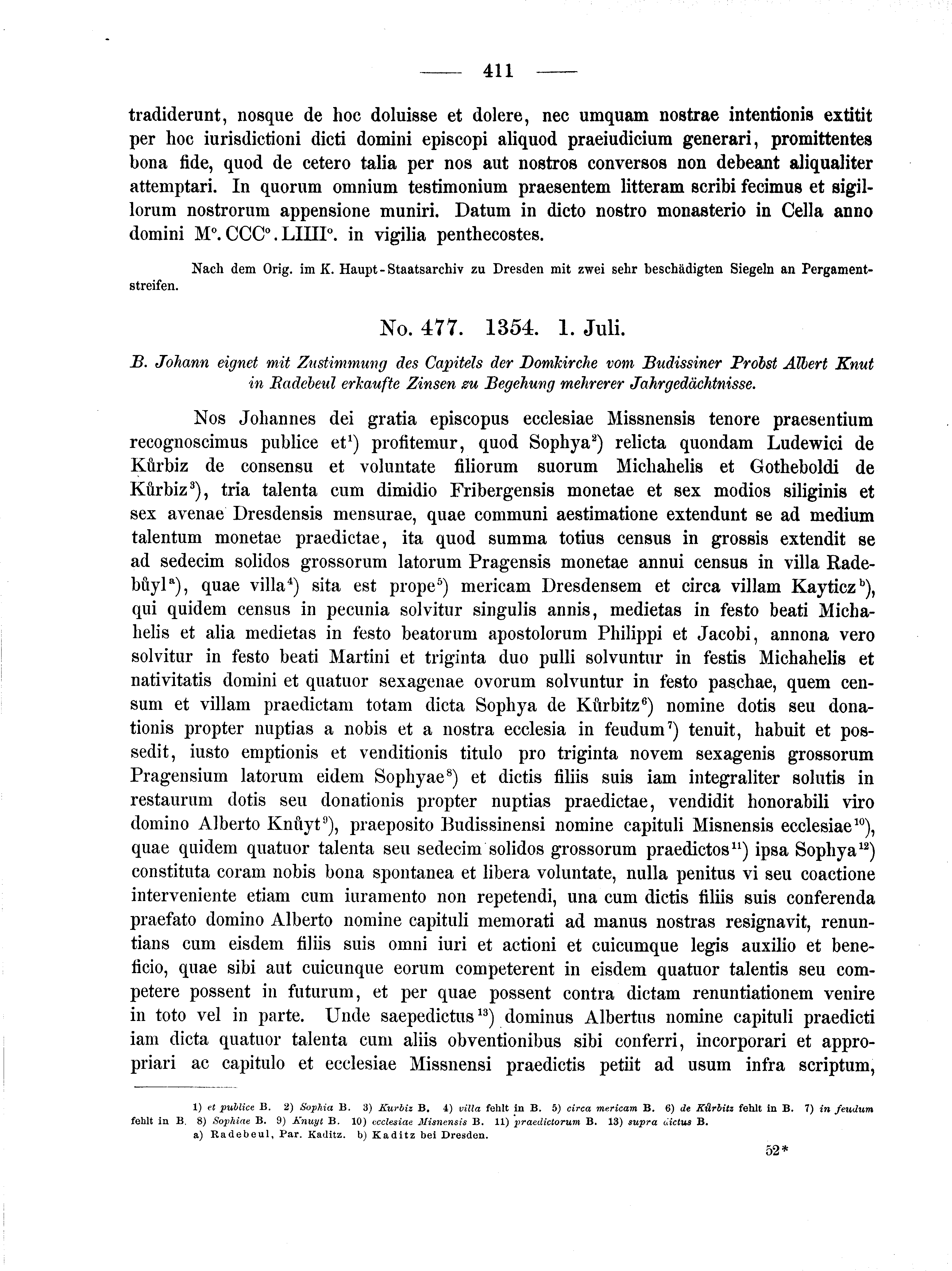 Historische Urkunde Seite 411 aus Band cds2_01