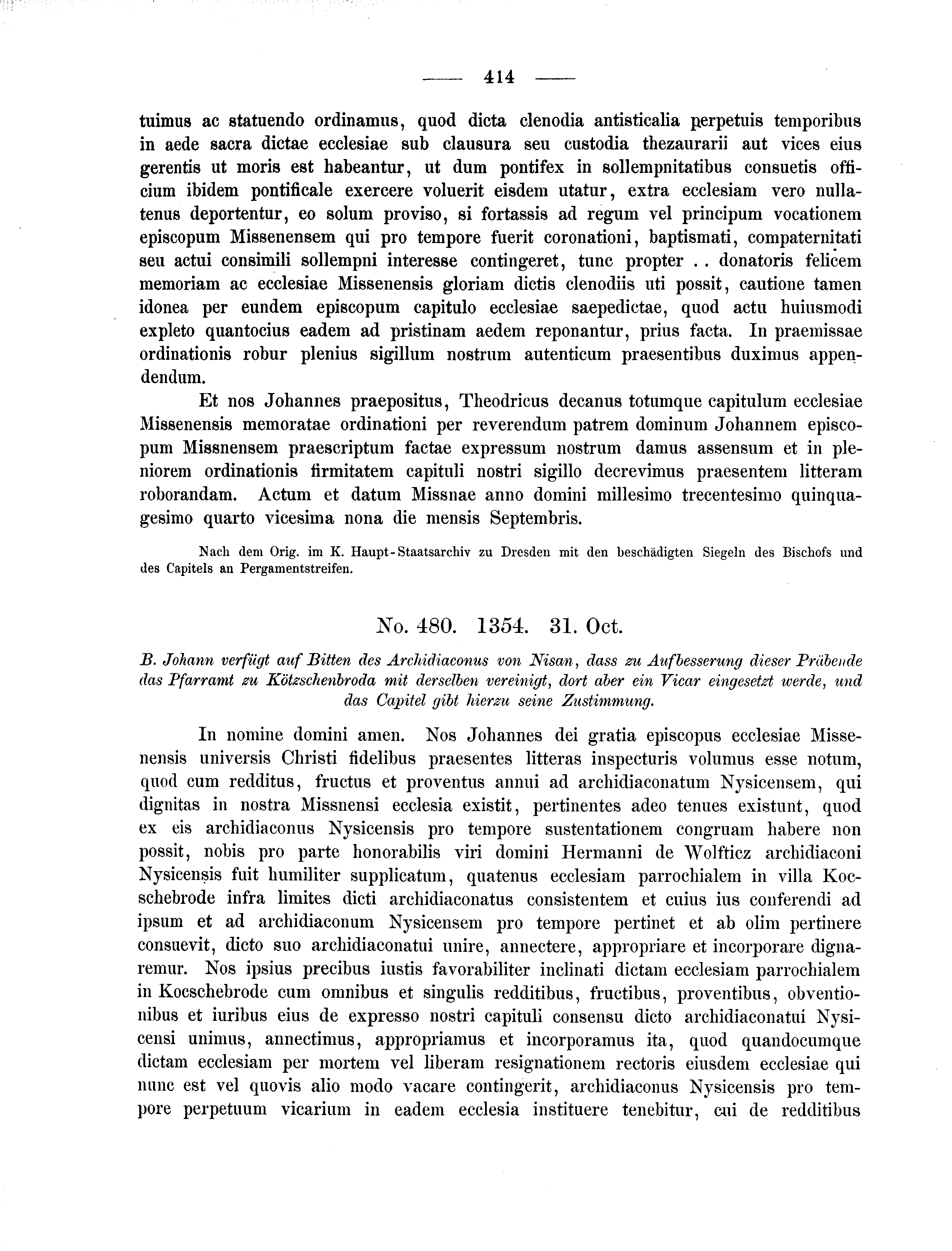 Historische Urkunde Seite 414 aus Band cds2_01