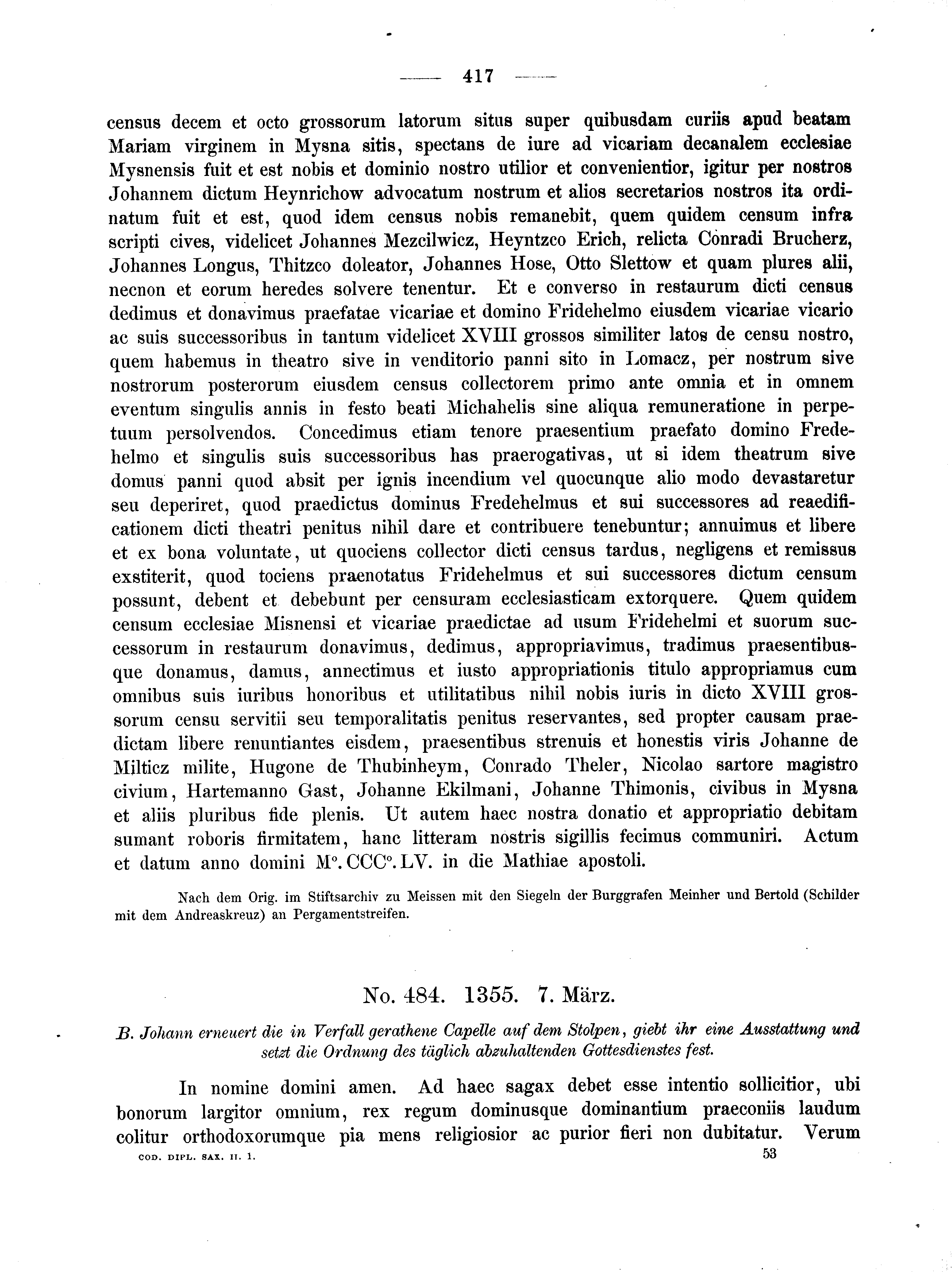 Historische Urkunde Seite 417 aus Band cds2_01