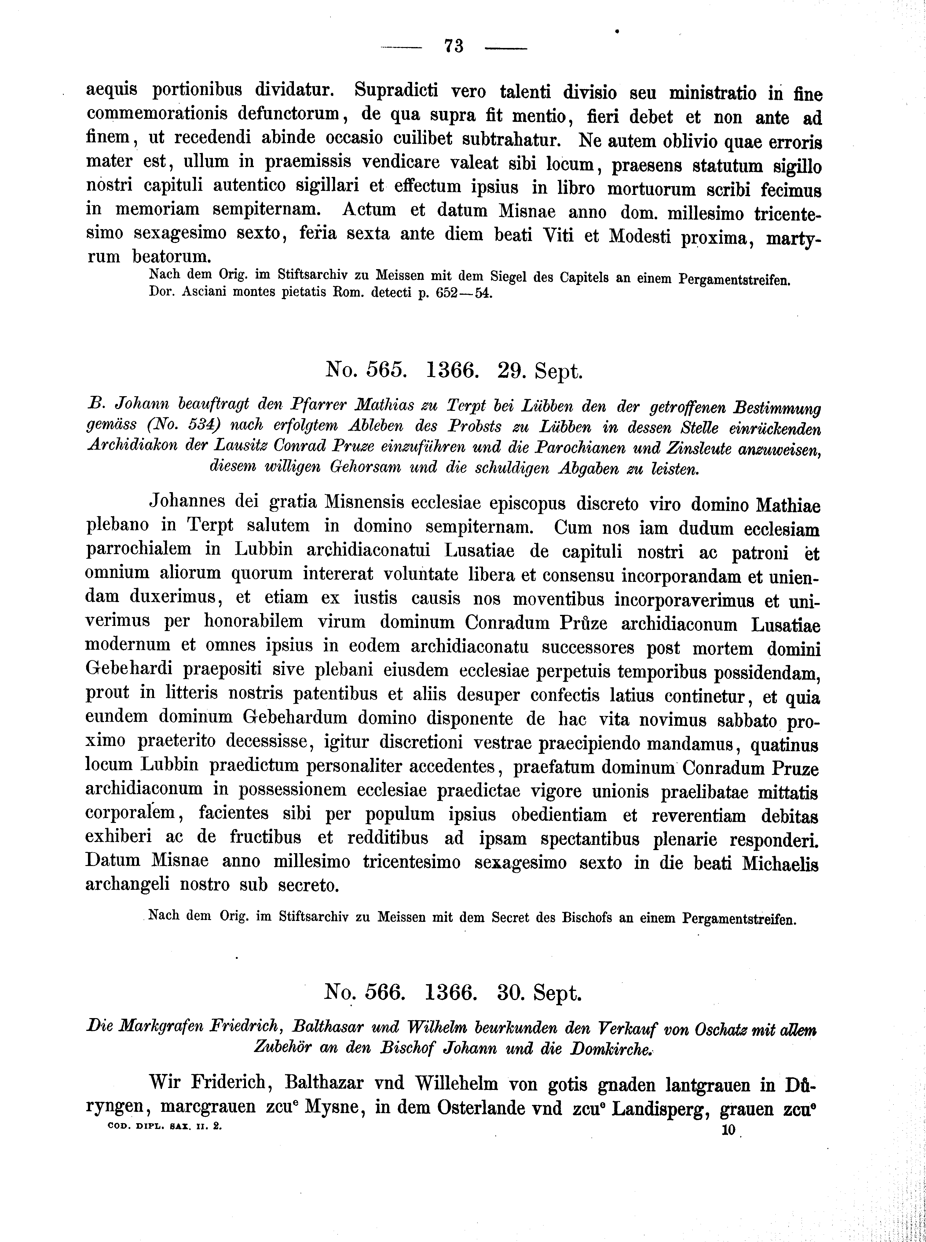 Historische Urkunde Seite 73 aus Band cds2_02