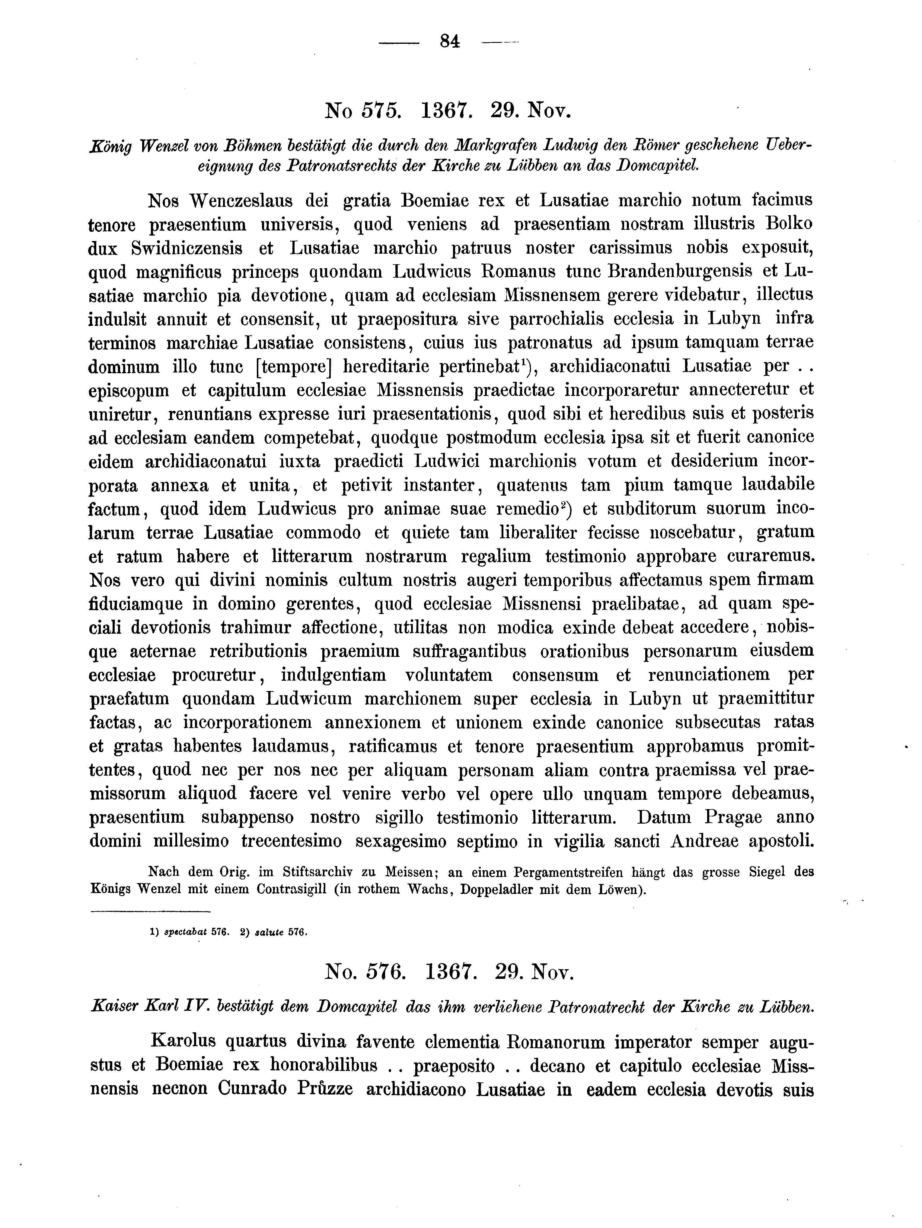 Historische Urkunde Seite 84 aus Band cds2_02