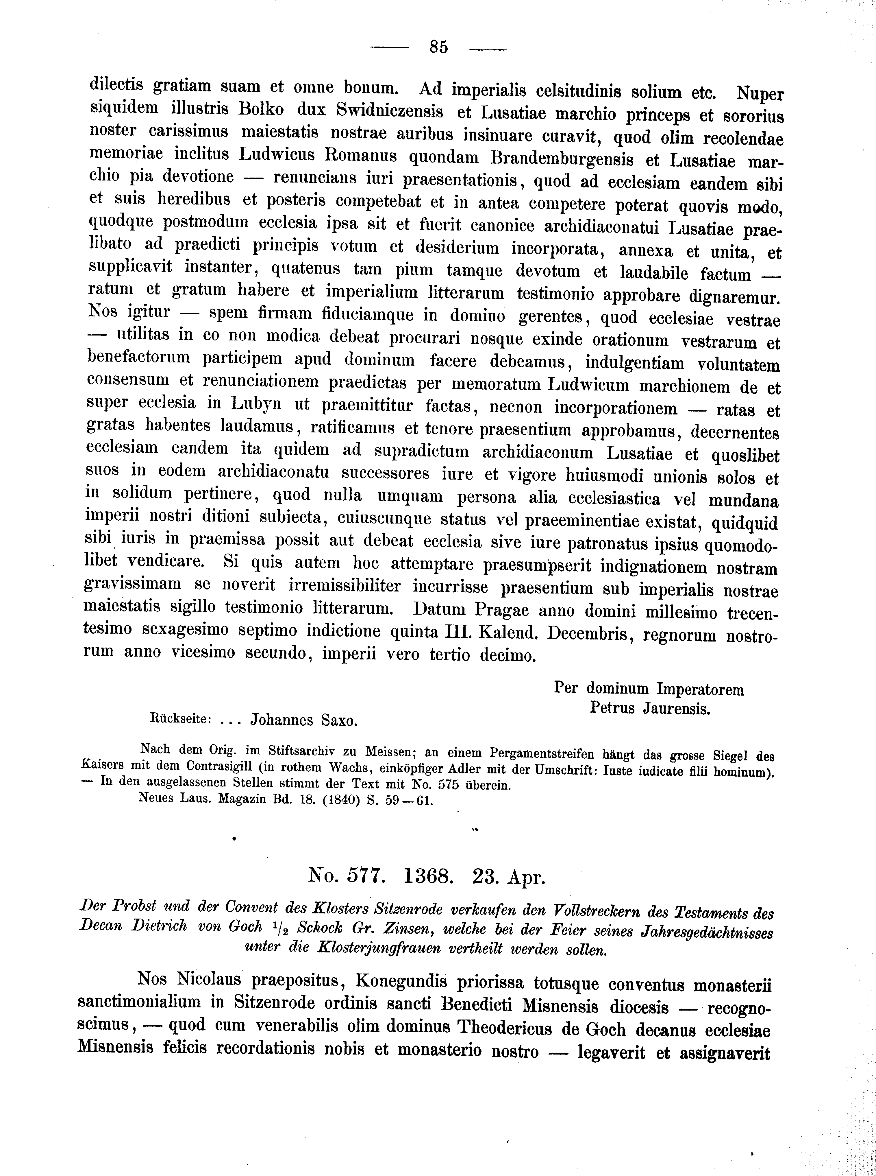 Historische Urkunde Seite 85 aus Band cds2_02