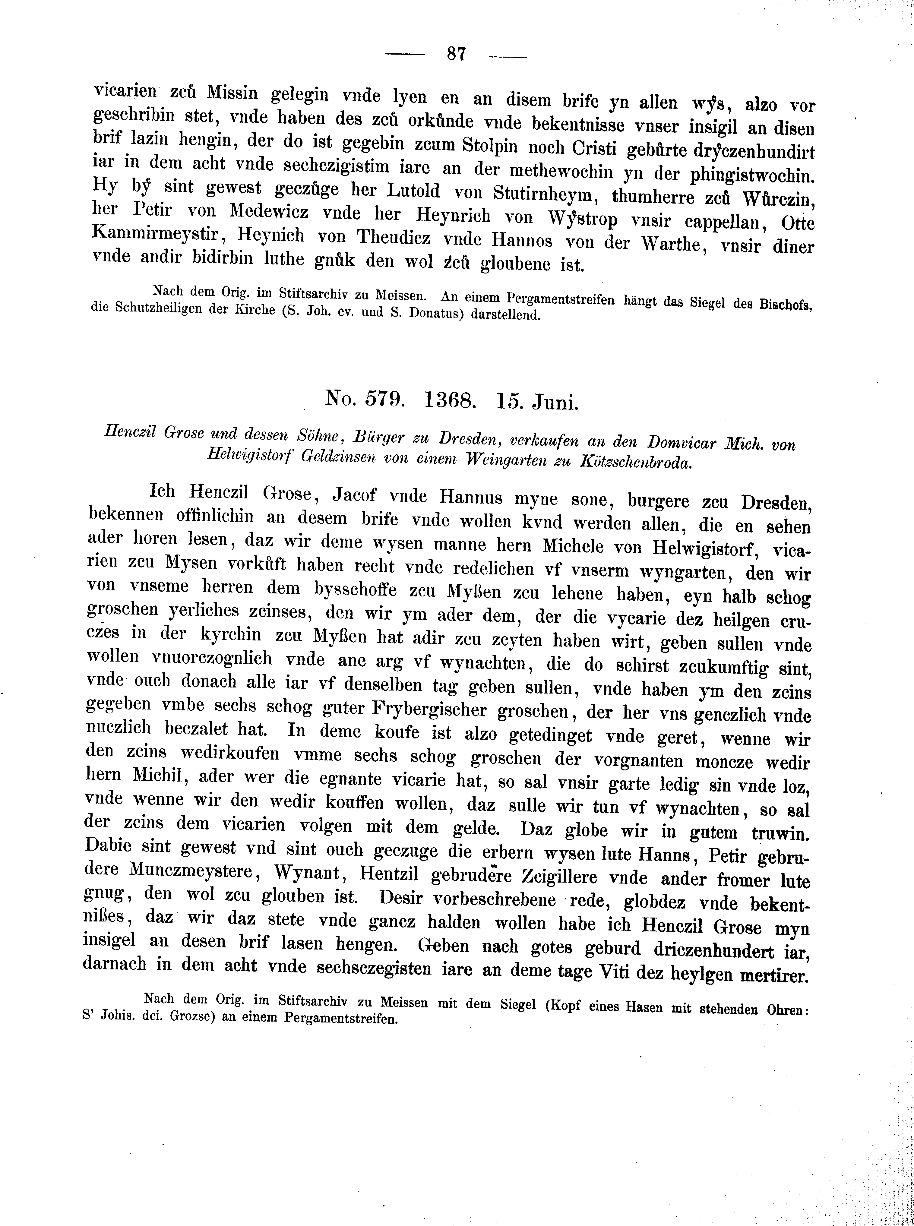 Historische Urkunde Seite 87 aus Band cds2_02