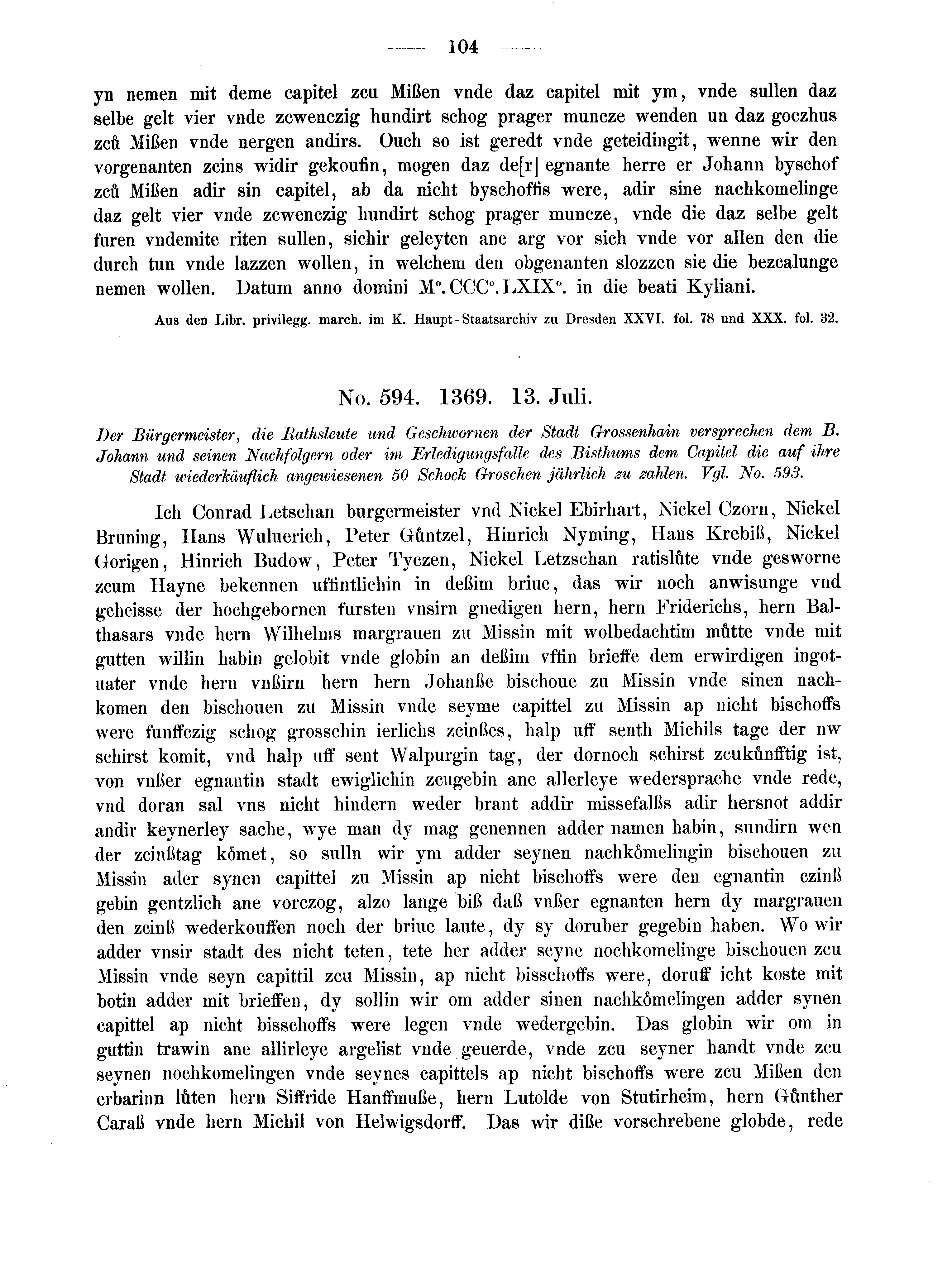 Historische Urkunde Seite 104 aus Band cds2_02