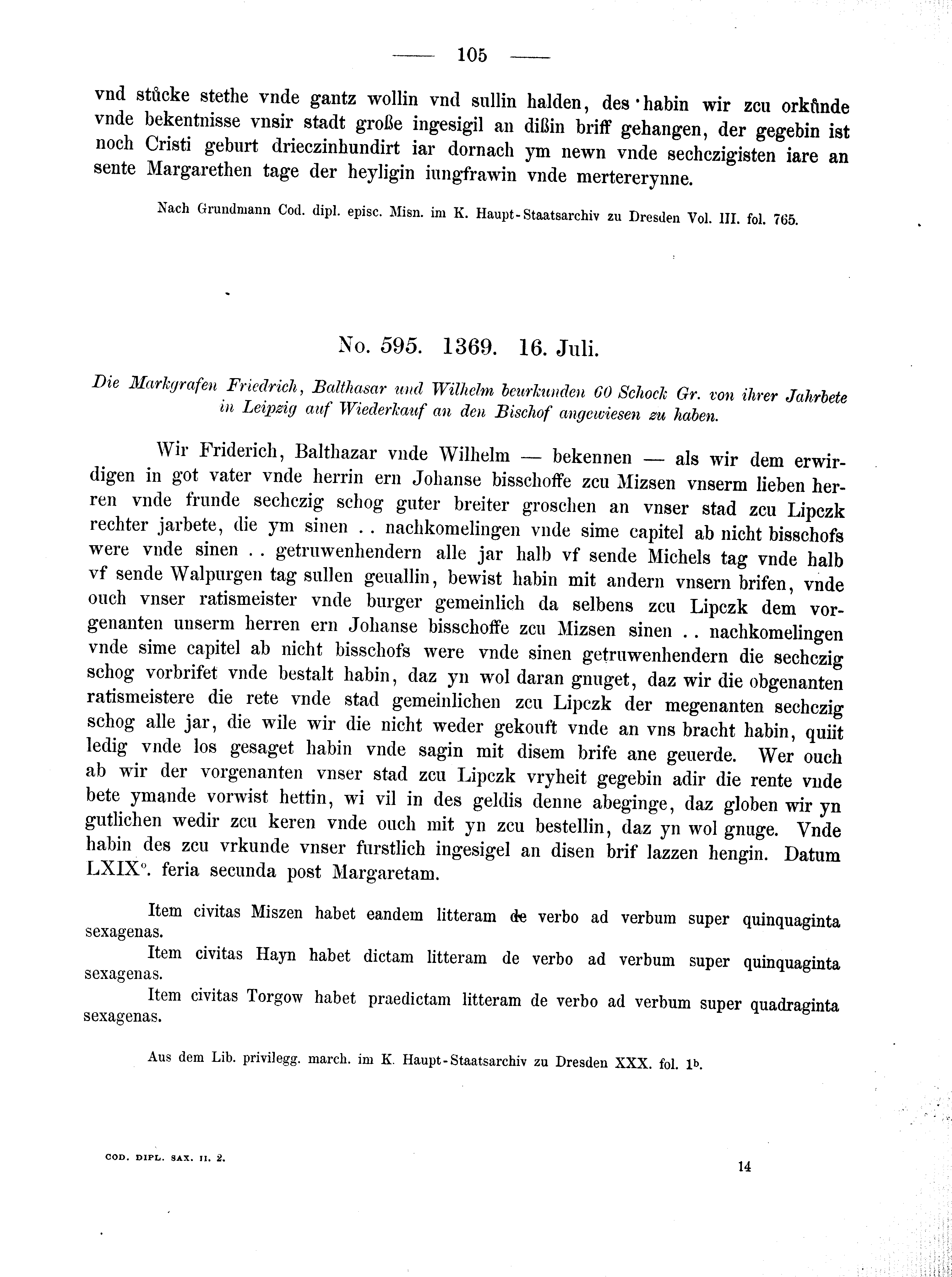 Historische Urkunde Seite 105 aus Band cds2_02