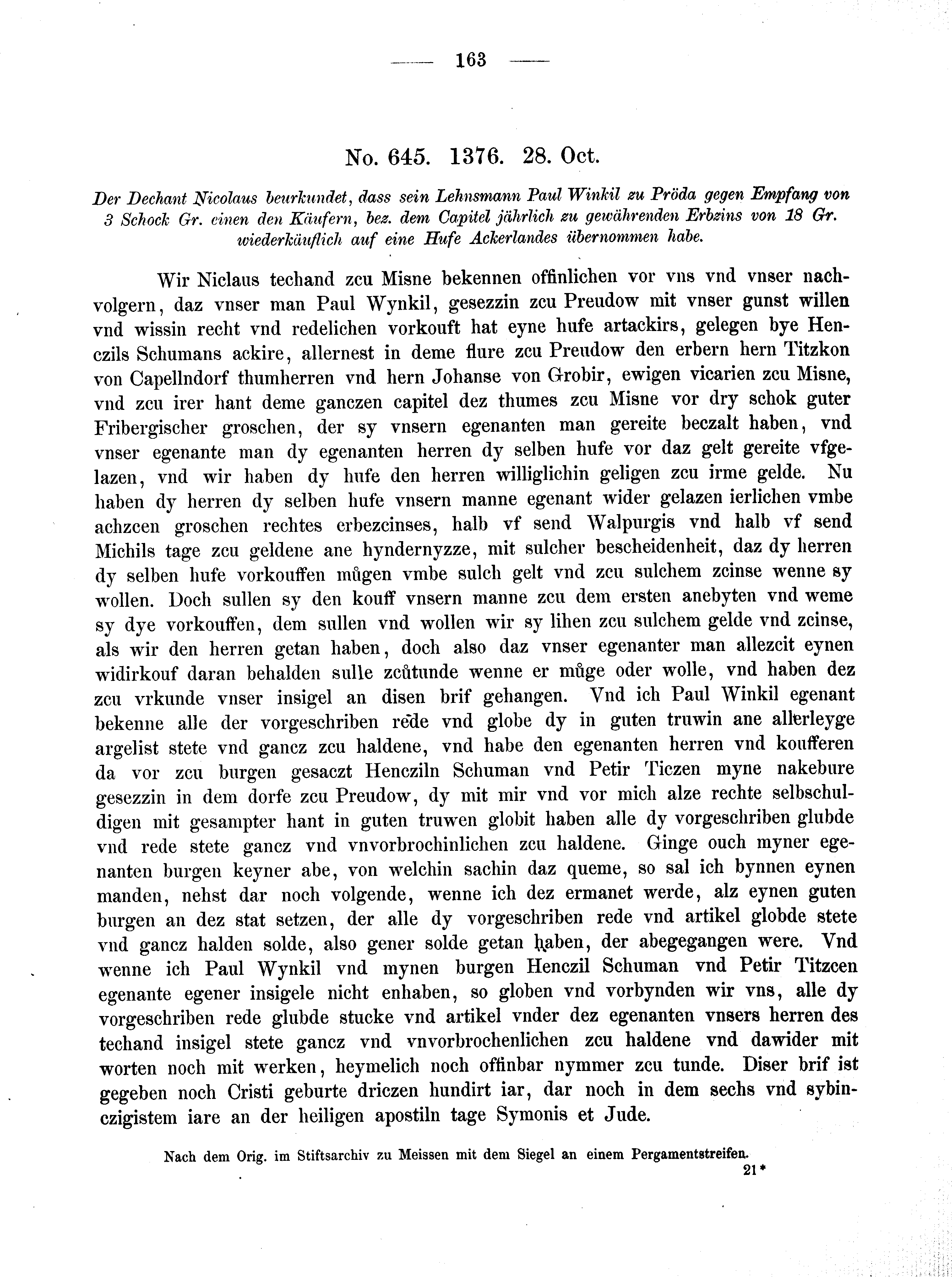 Historische Urkunde Seite 163 aus Band cds2_02