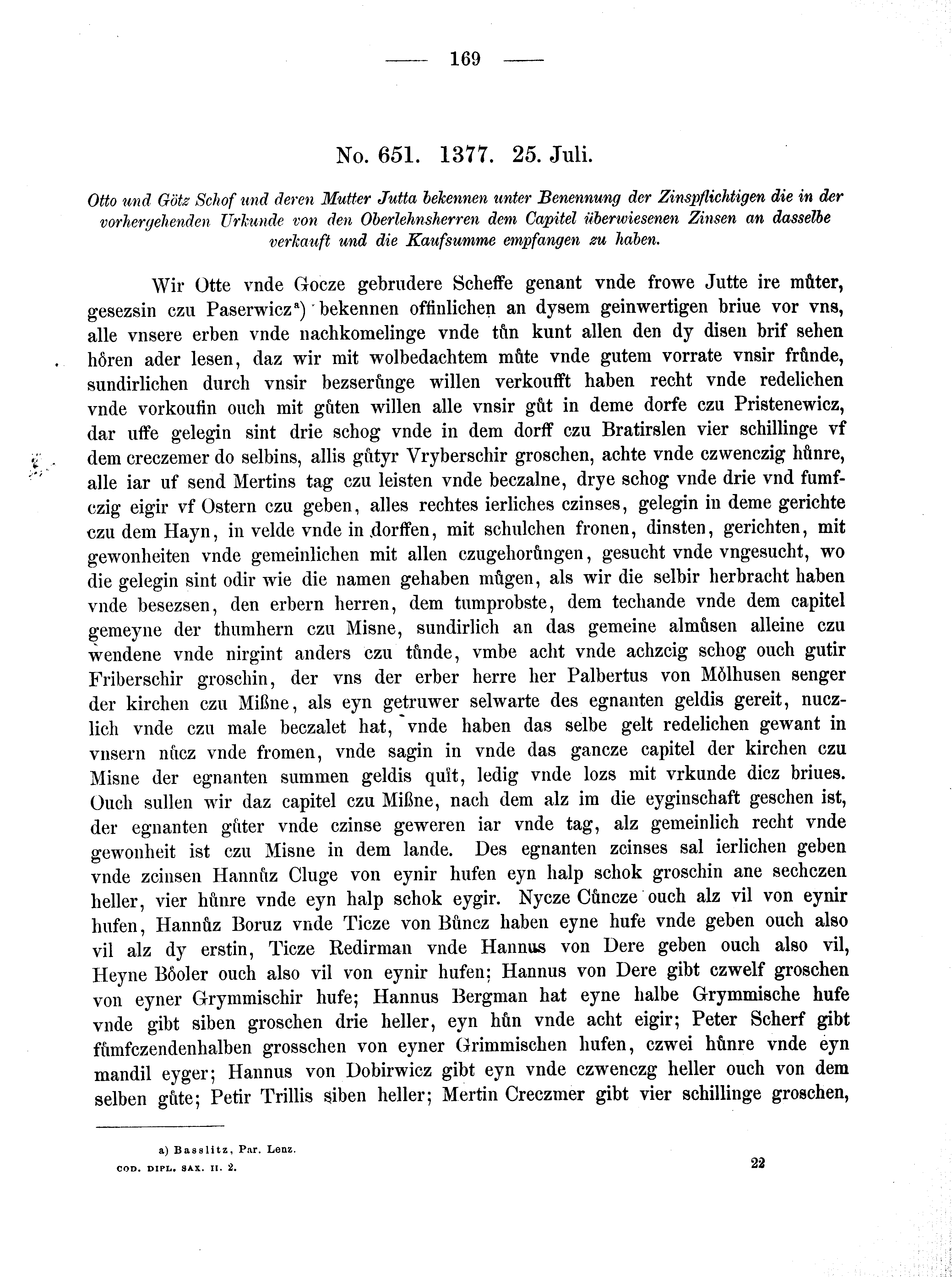 Historische Urkunde Seite 169 aus Band cds2_02