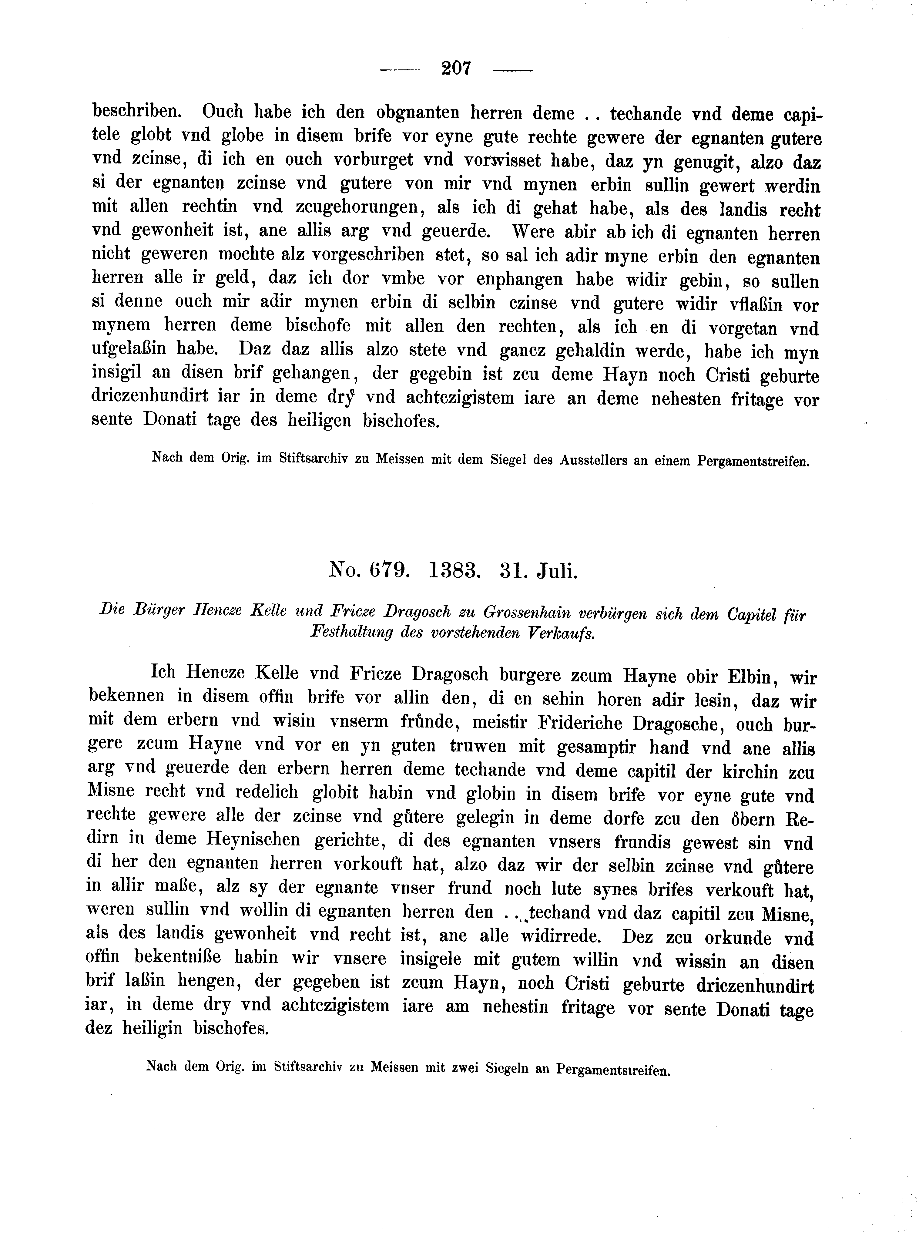 Historische Urkunde Seite 207 aus Band cds2_02