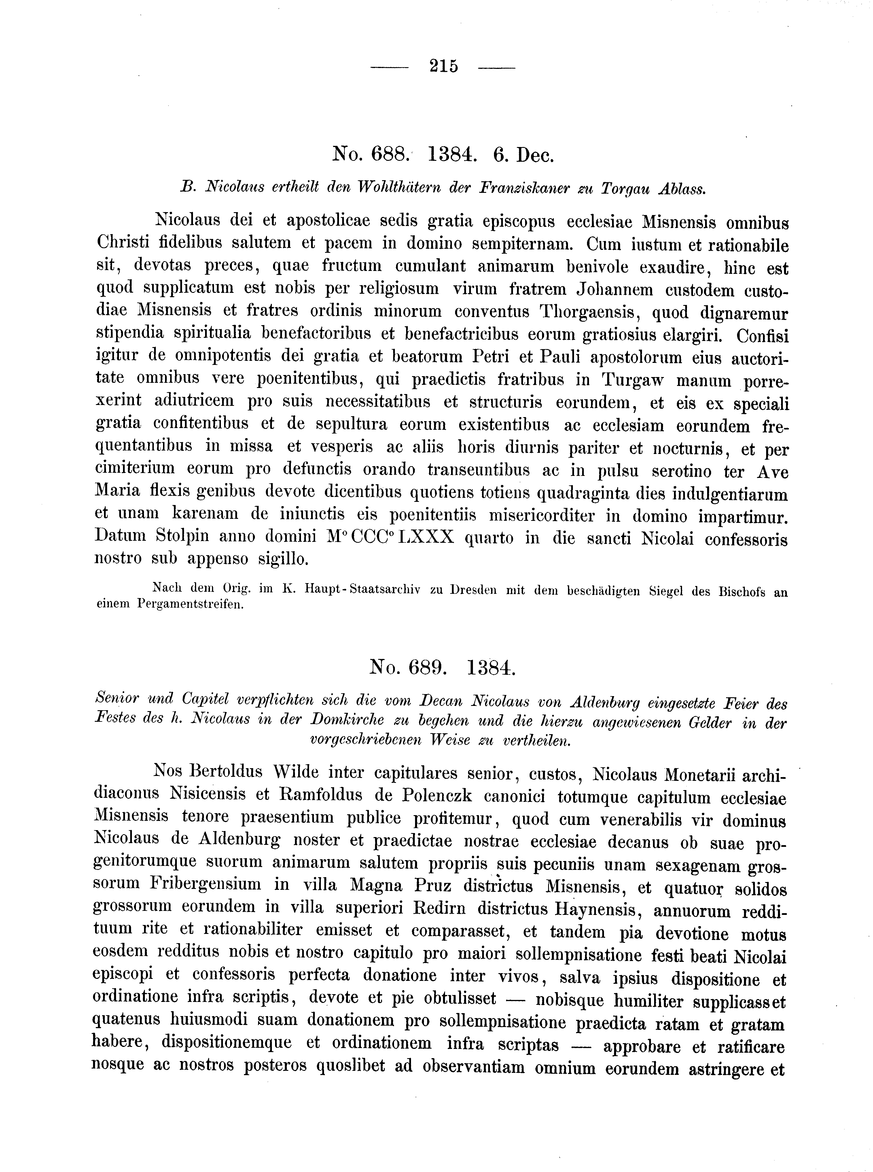 Historische Urkunde Seite 215 aus Band cds2_02