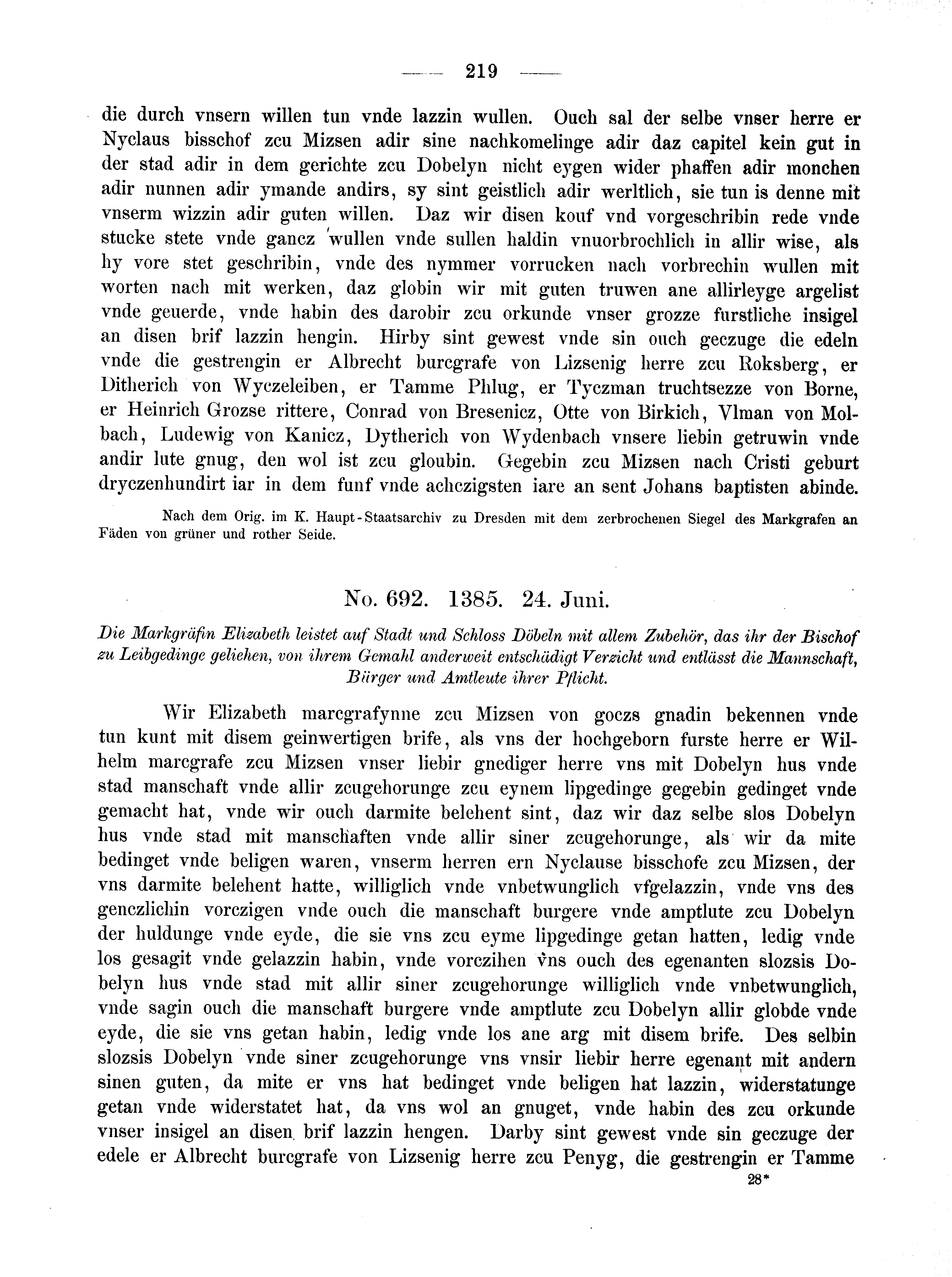 Historische Urkunde Seite 219 aus Band cds2_02