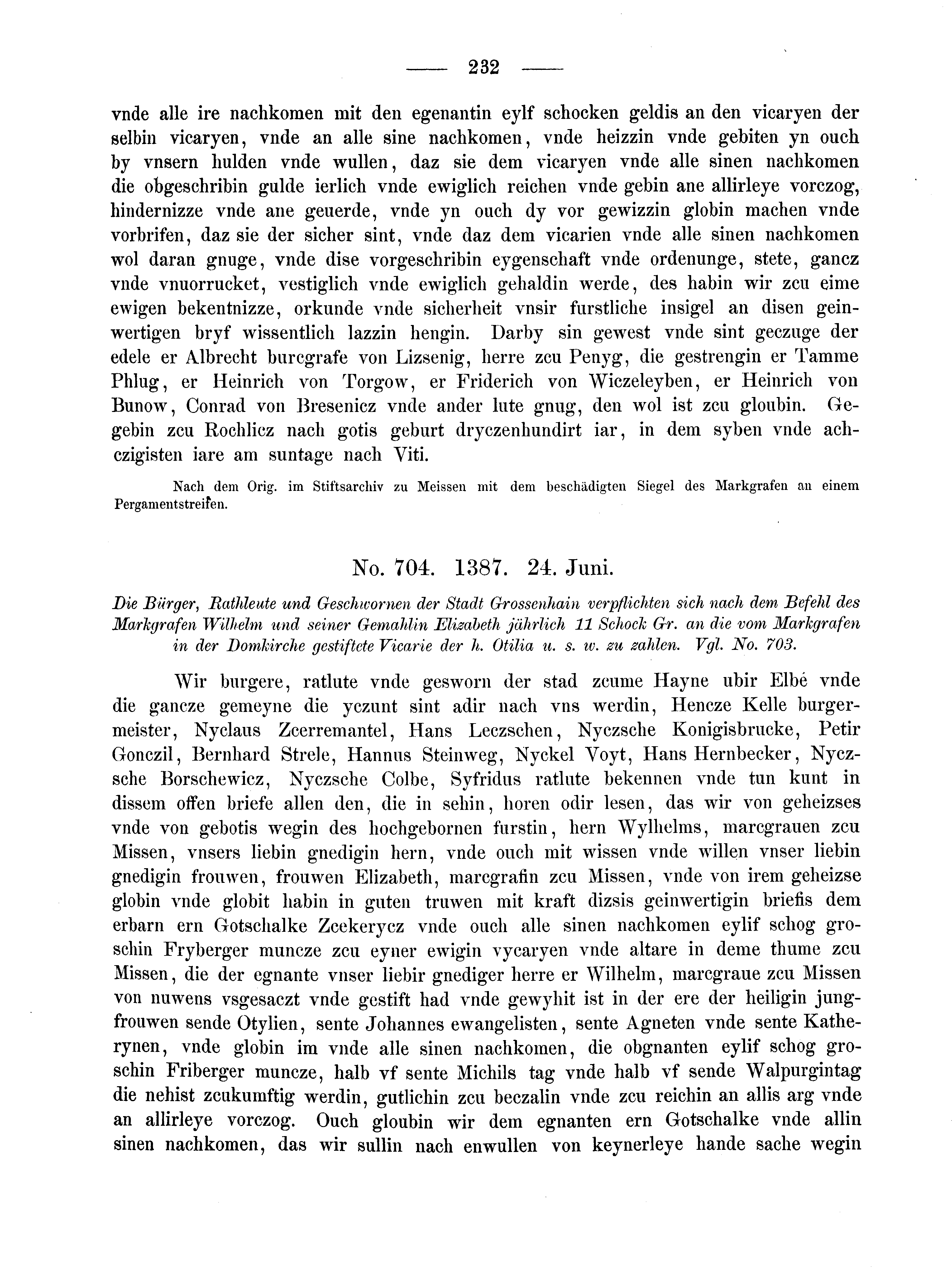 Historische Urkunde Seite 232 aus Band cds2_02