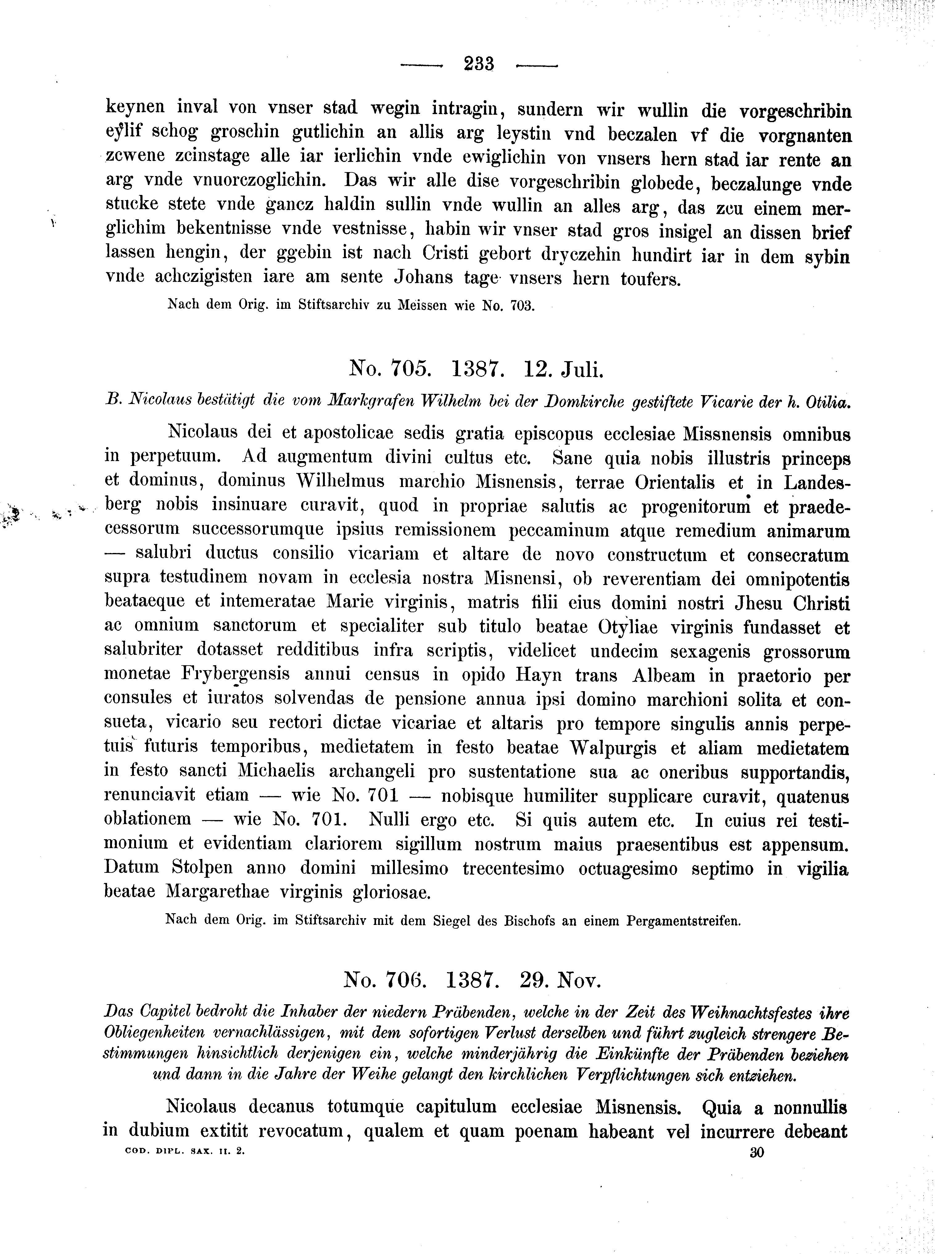 Historische Urkunde Seite 233 aus Band cds2_02