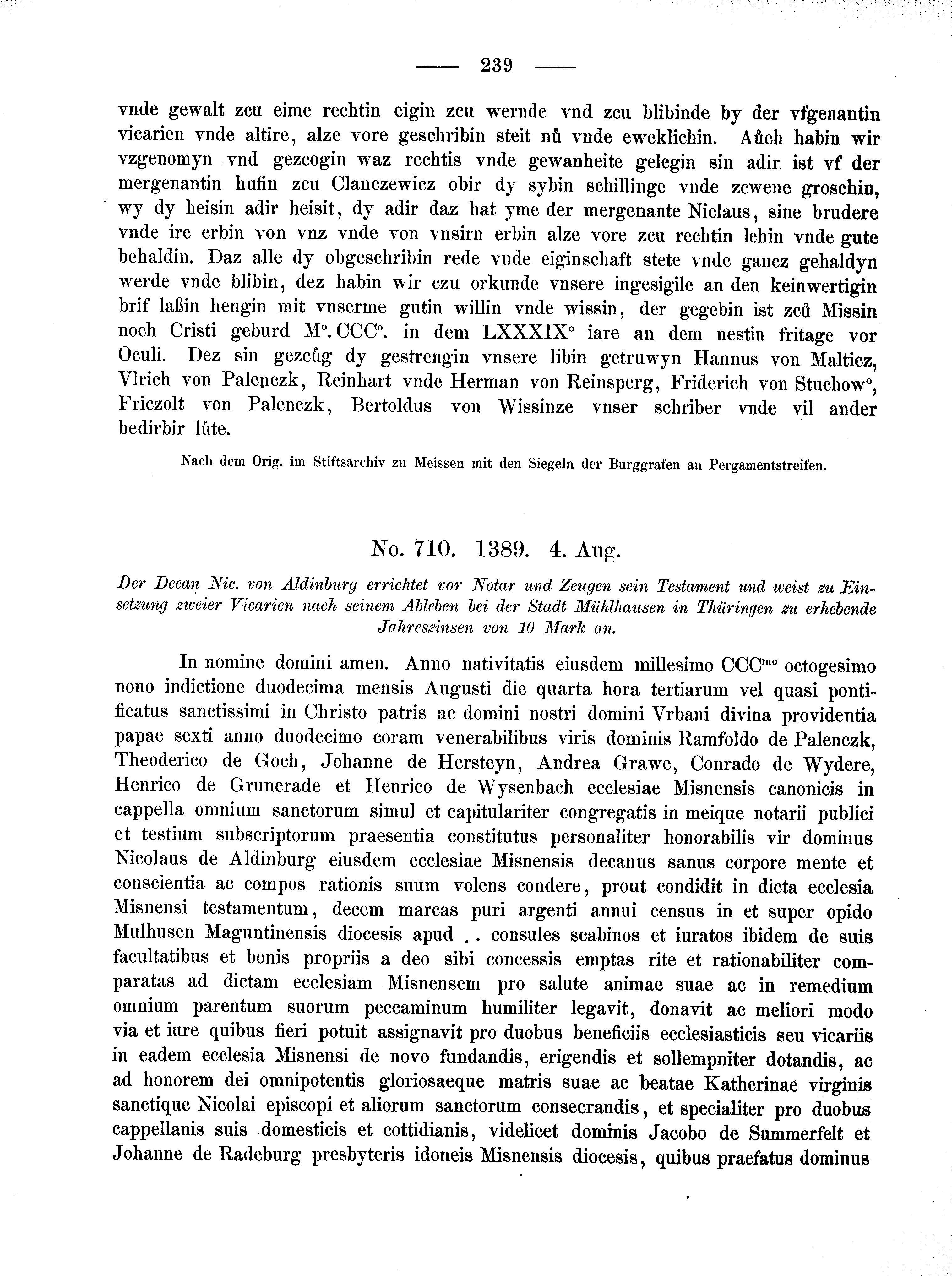 Historische Urkunde Seite 239 aus Band cds2_02