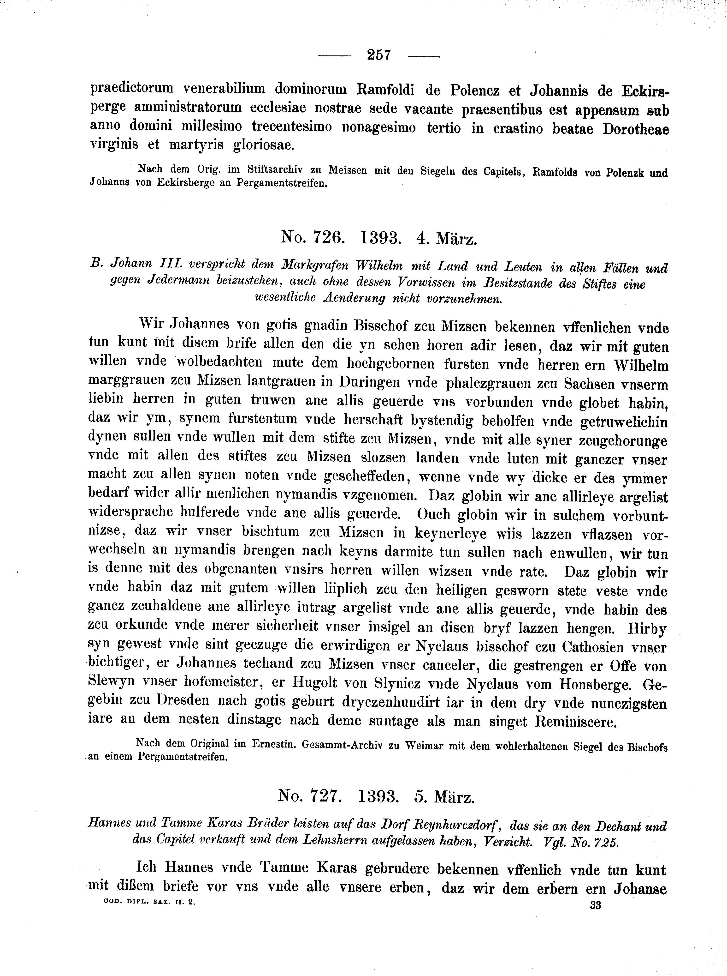 Historische Urkunde Seite 257 aus Band cds2_02