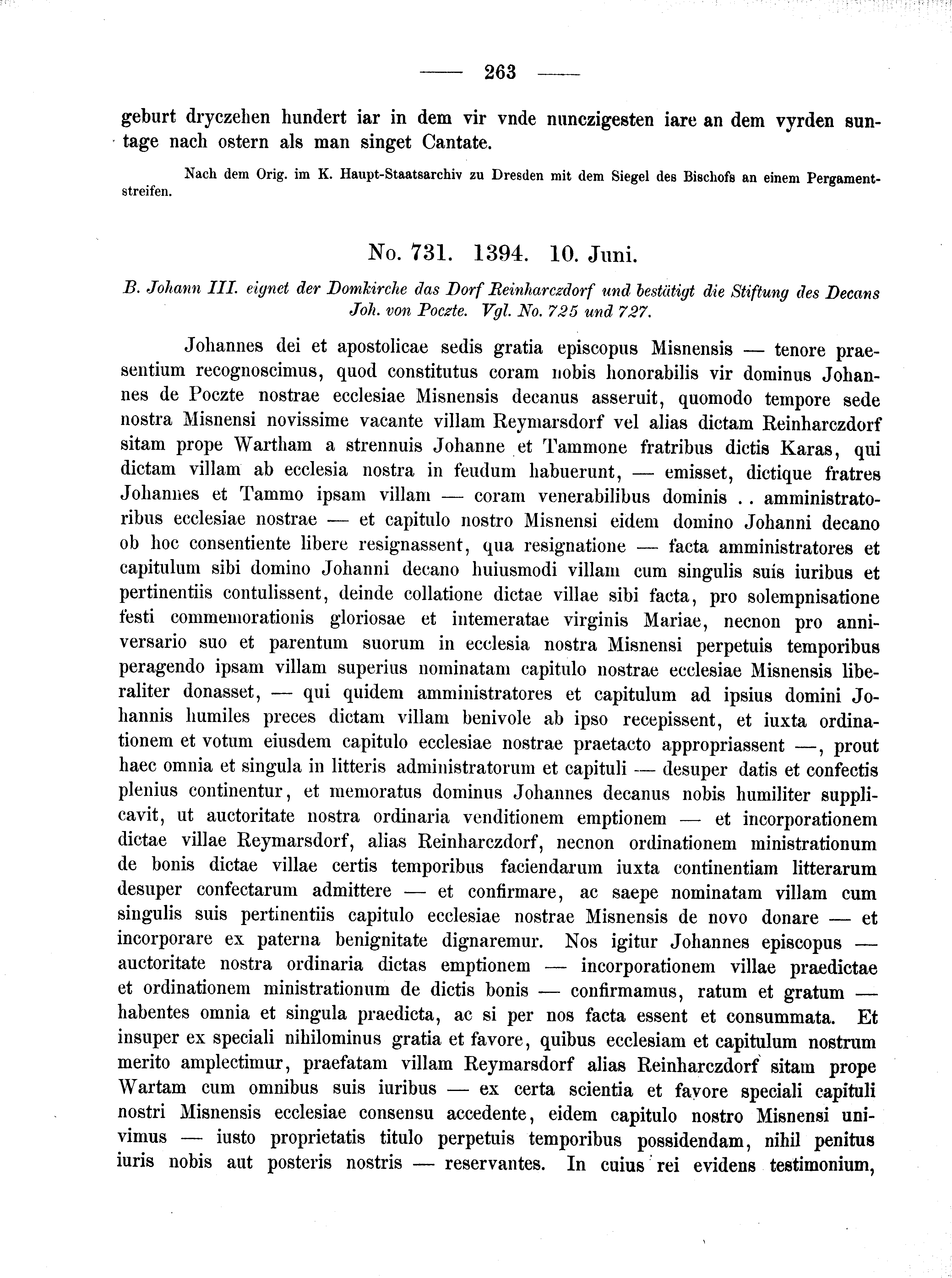 Historische Urkunde Seite 263 aus Band cds2_02