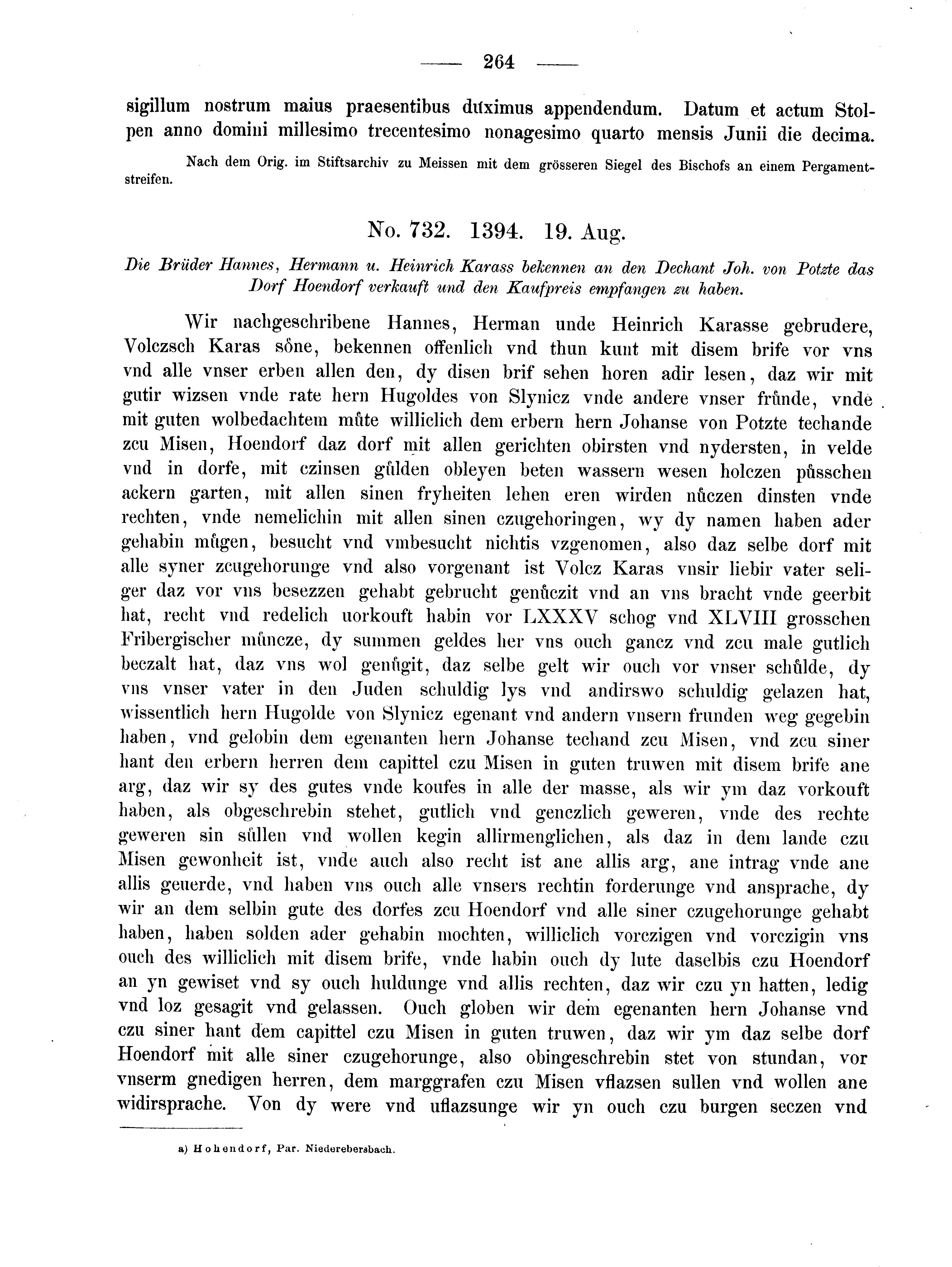 Historische Urkunde Seite 264 aus Band cds2_02