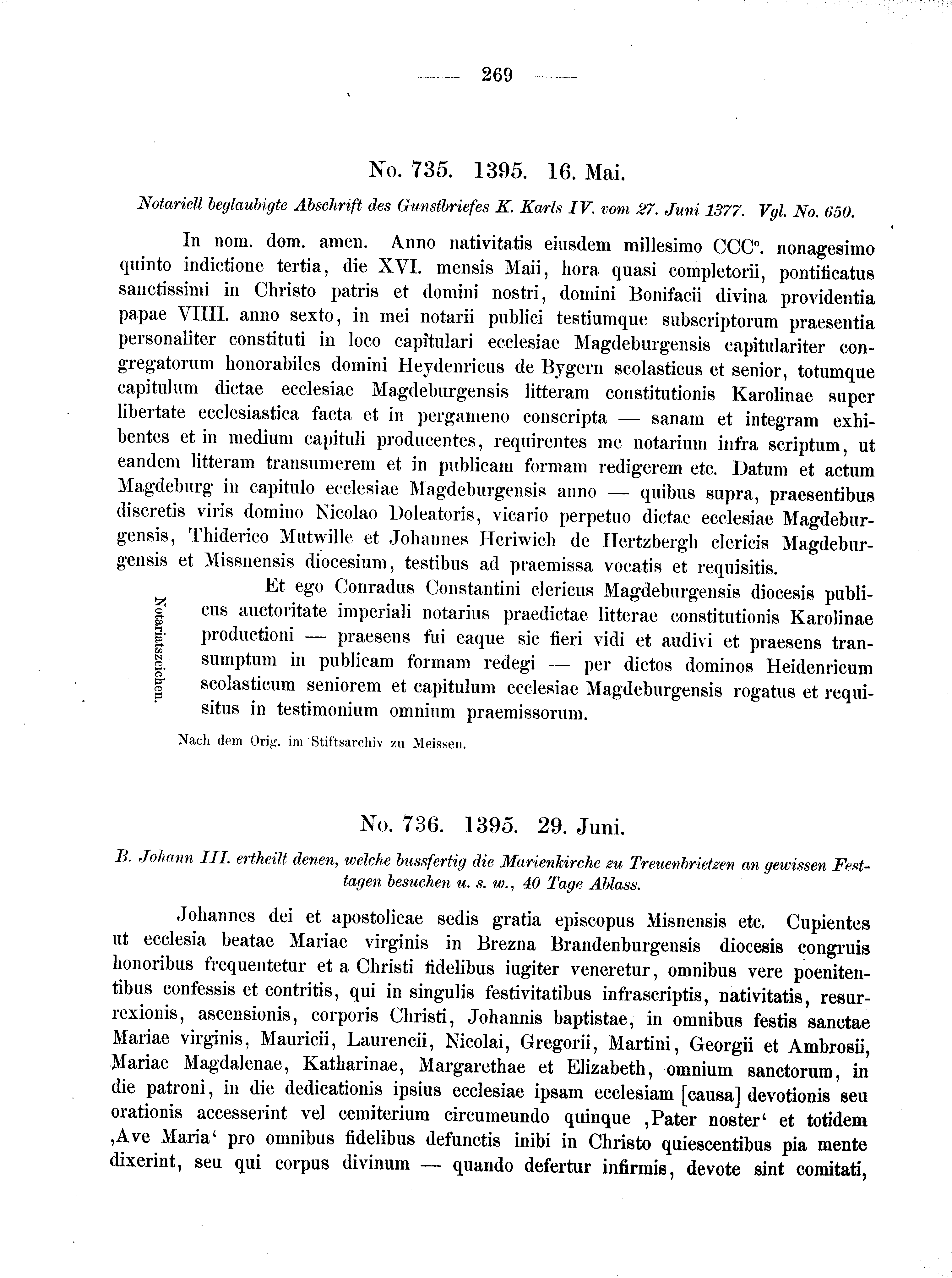 Historische Urkunde Seite 269 aus Band cds2_02