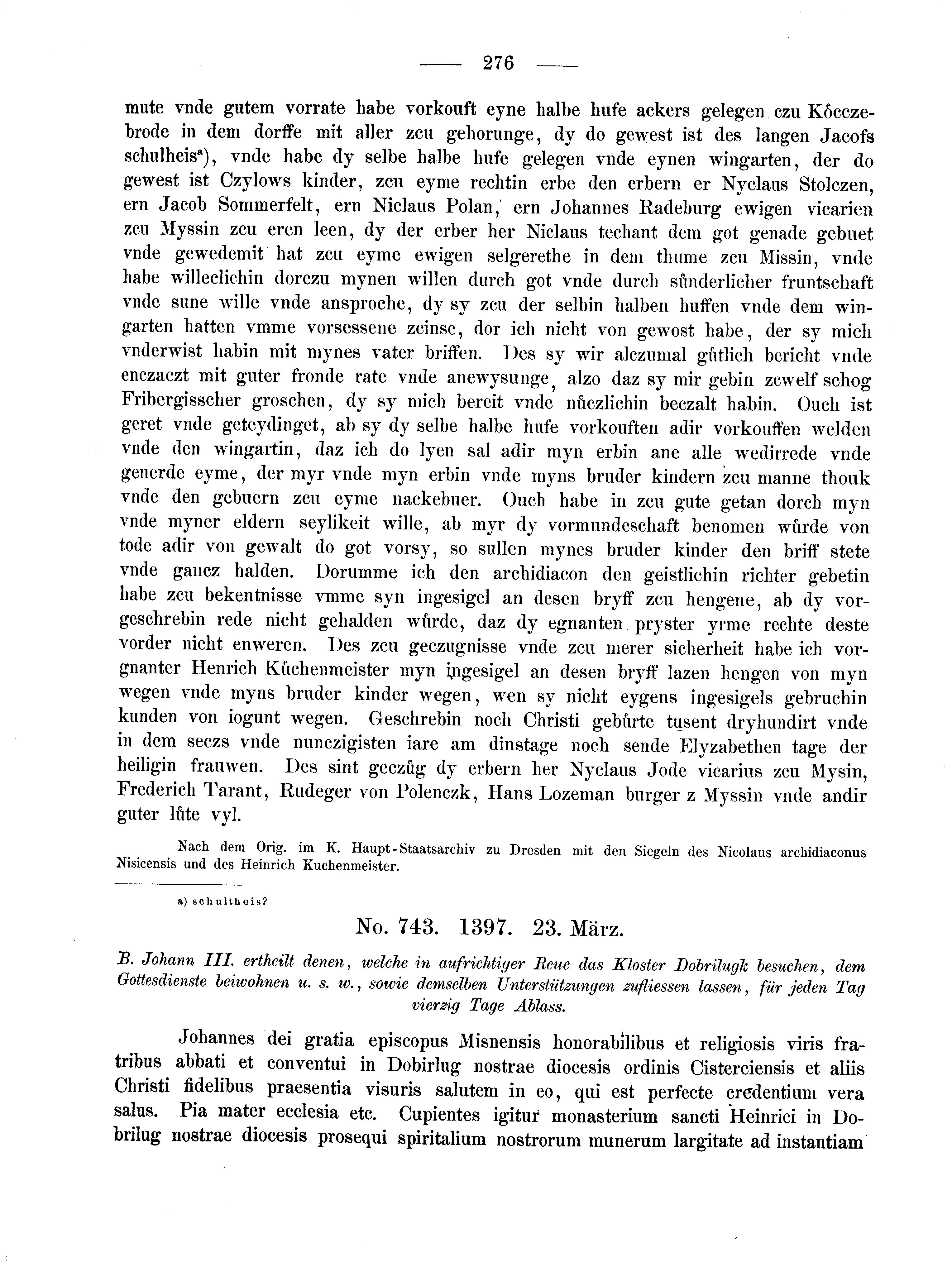 Historische Urkunde Seite 276 aus Band cds2_02