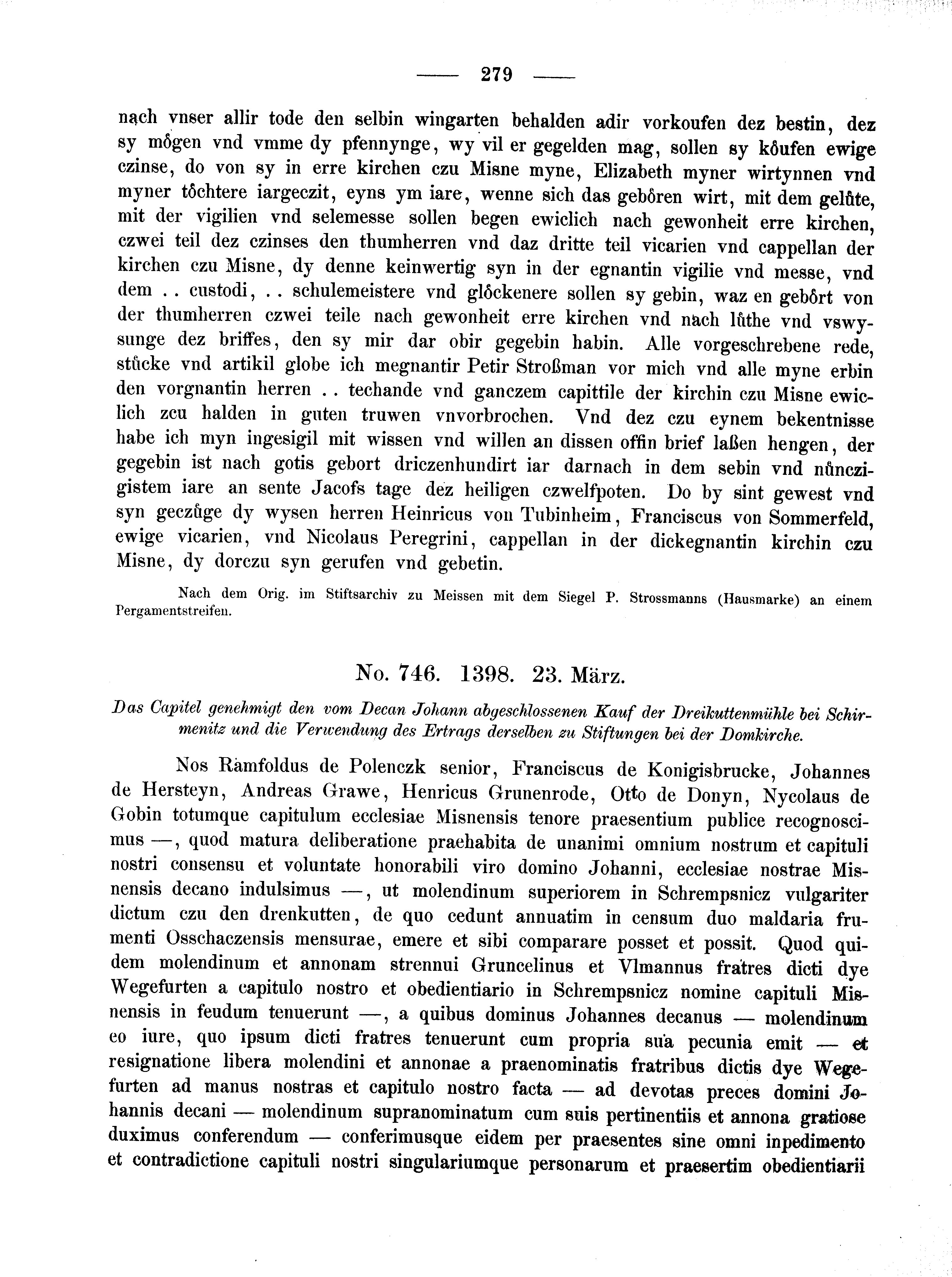 Historische Urkunde Seite 279 aus Band cds2_02