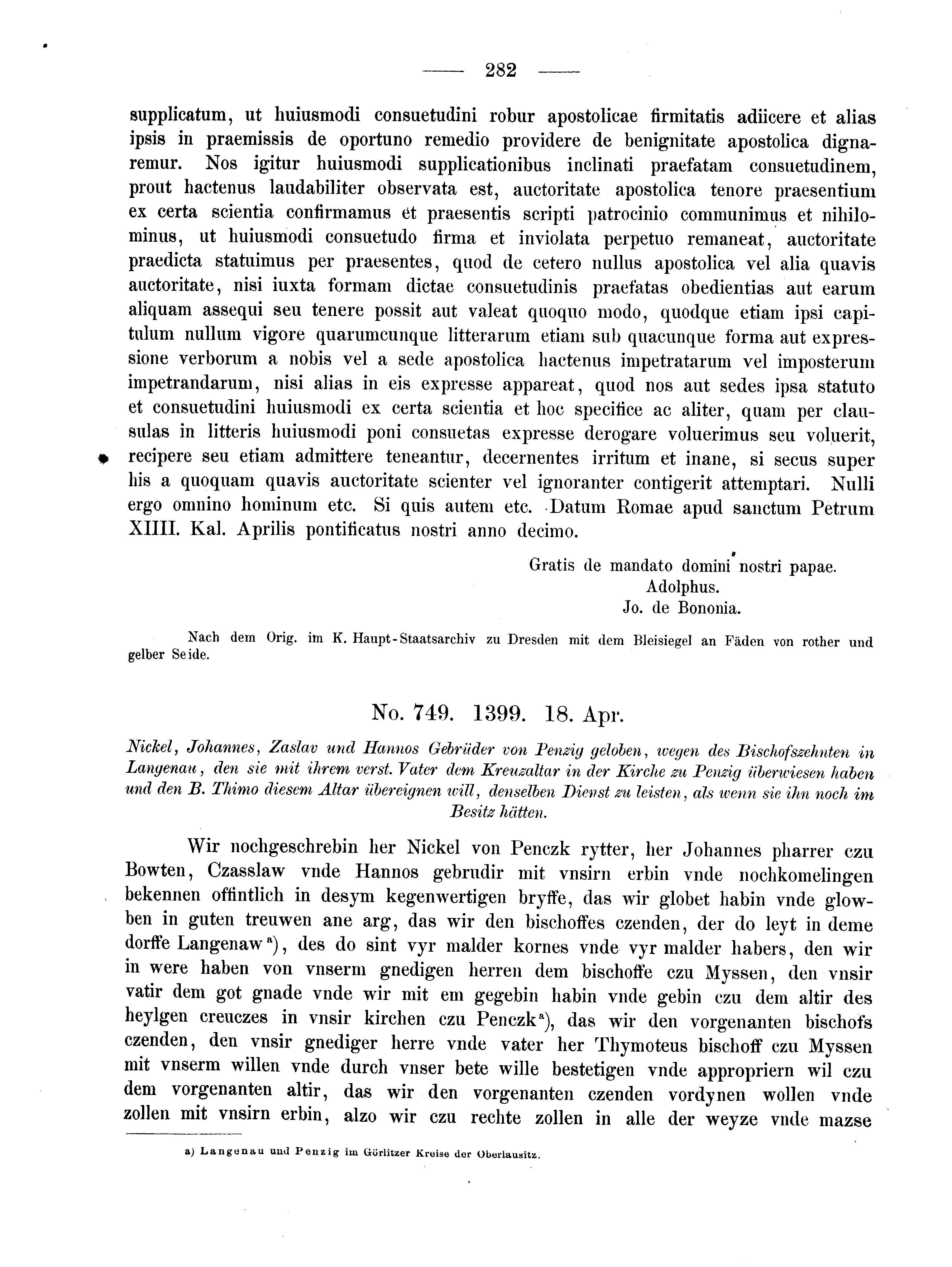 Historische Urkunde Seite 282 aus Band cds2_02