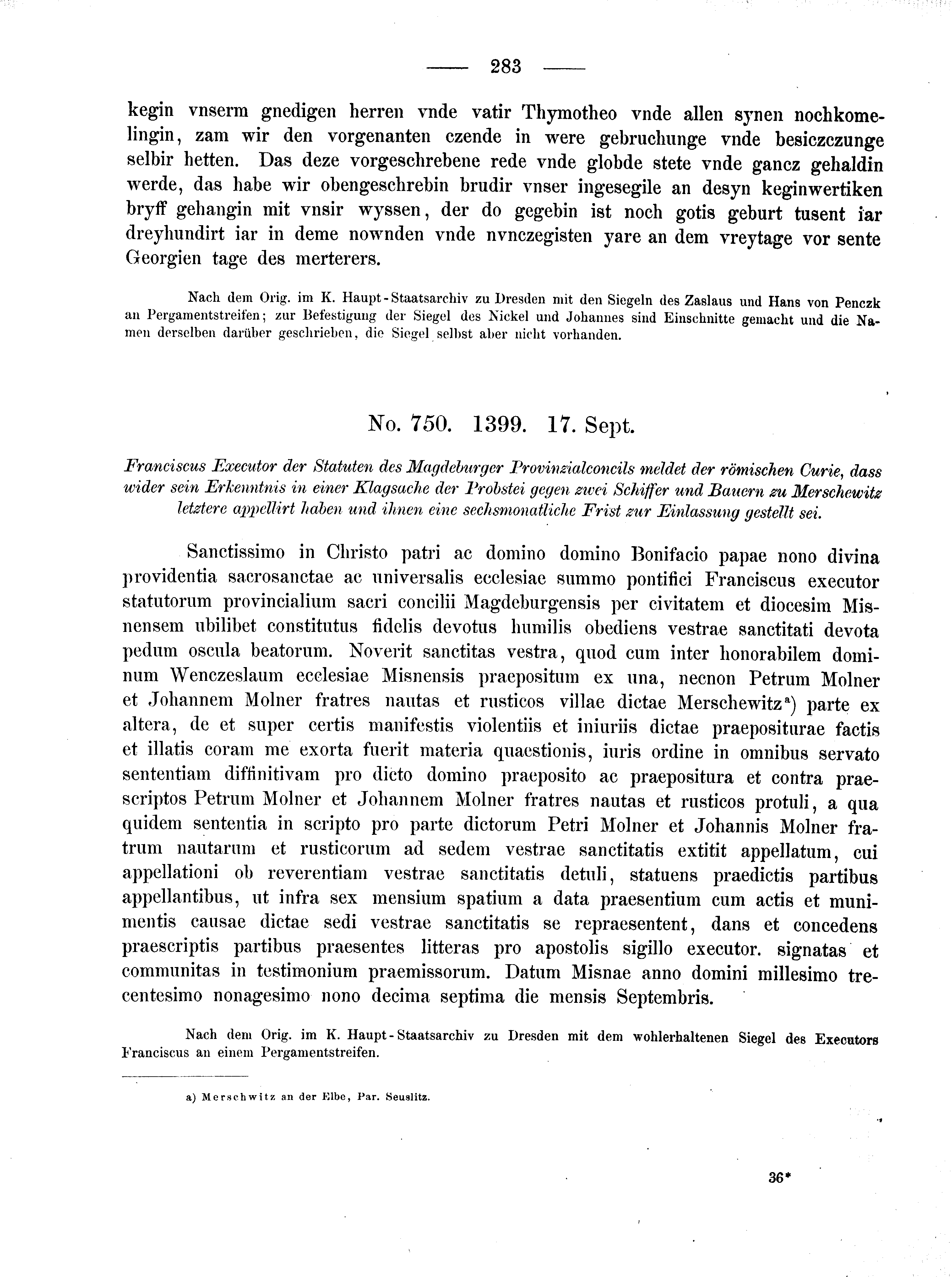 Historische Urkunde Seite 283 aus Band cds2_02