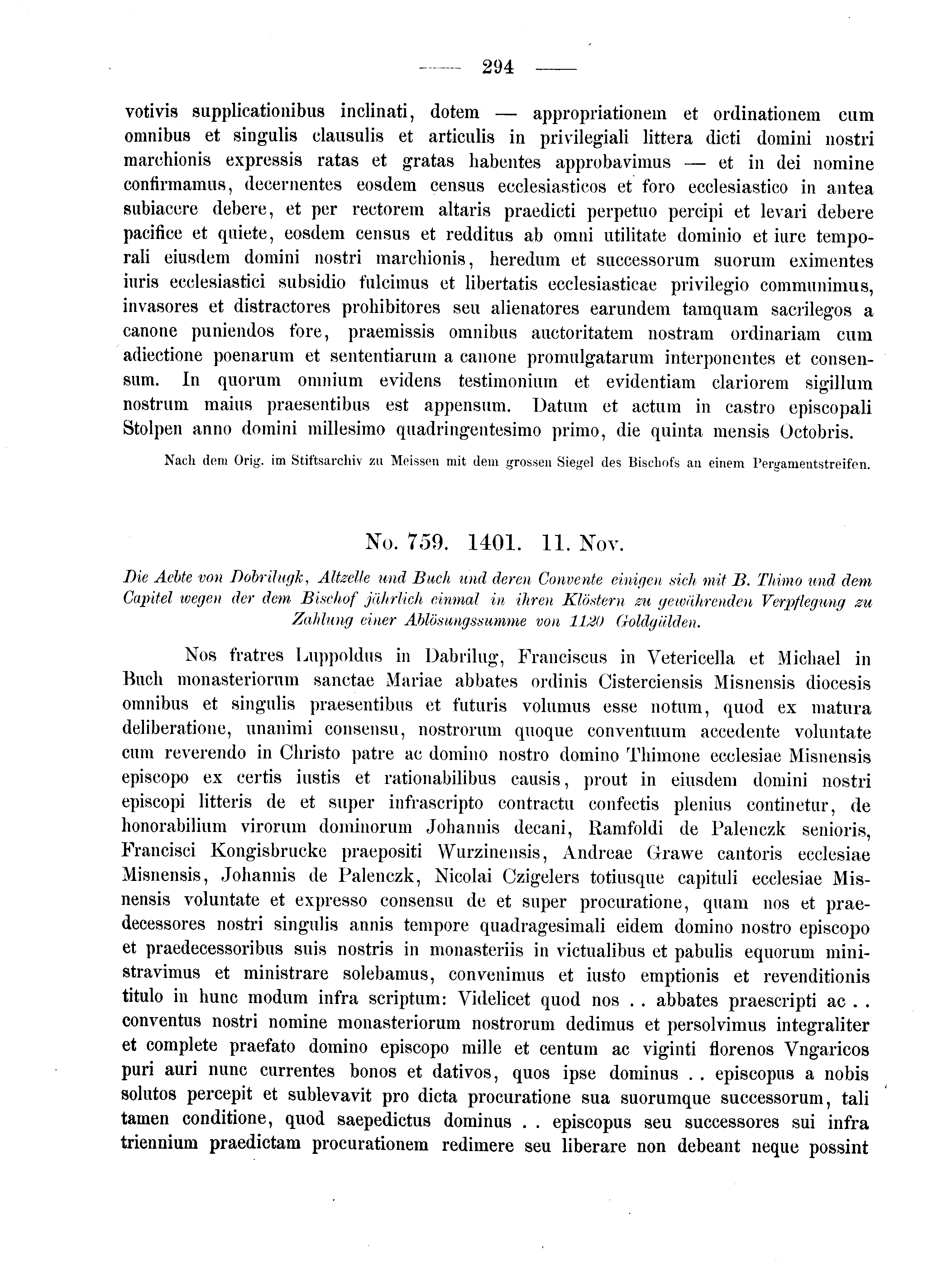 Historische Urkunde Seite 294 aus Band cds2_02