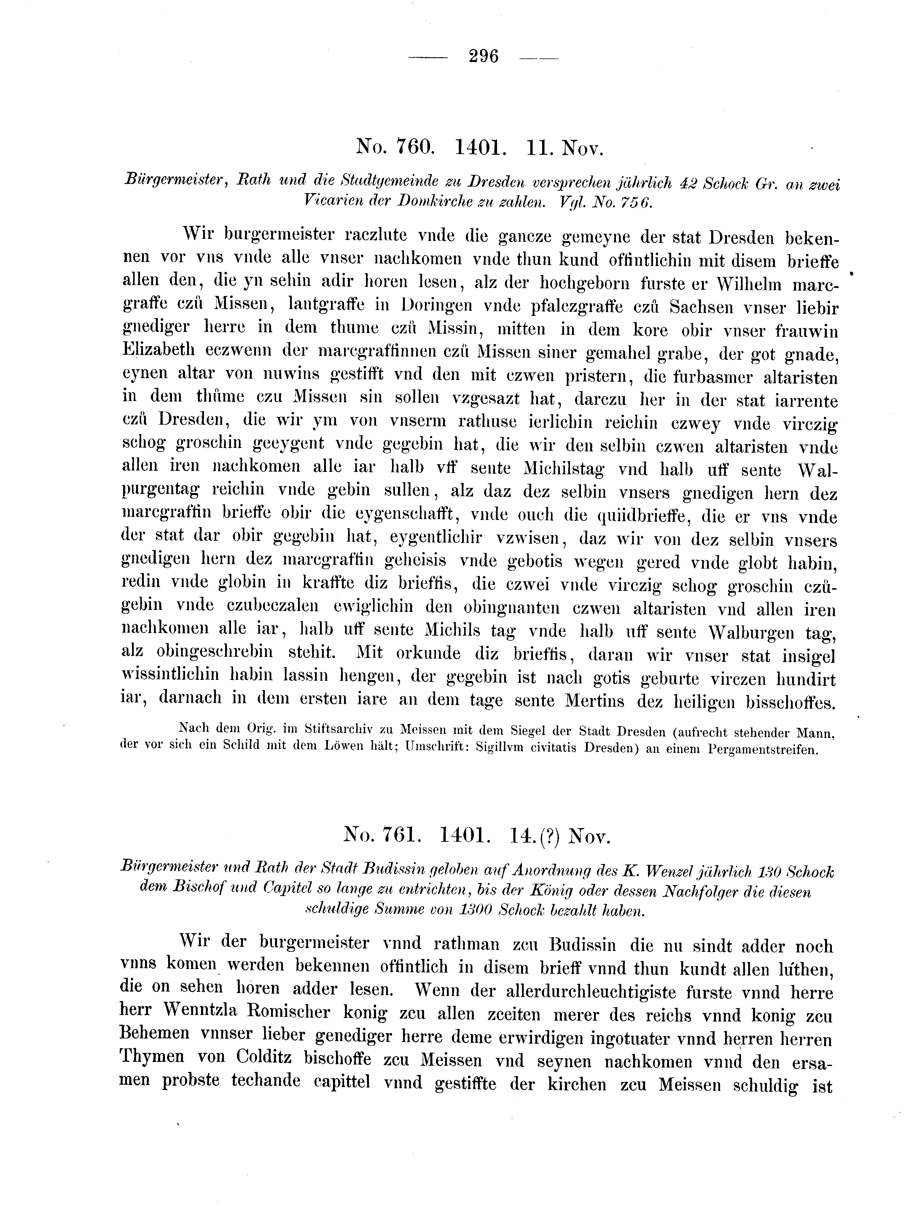 Historische Urkunde Seite 296 aus Band cds2_02