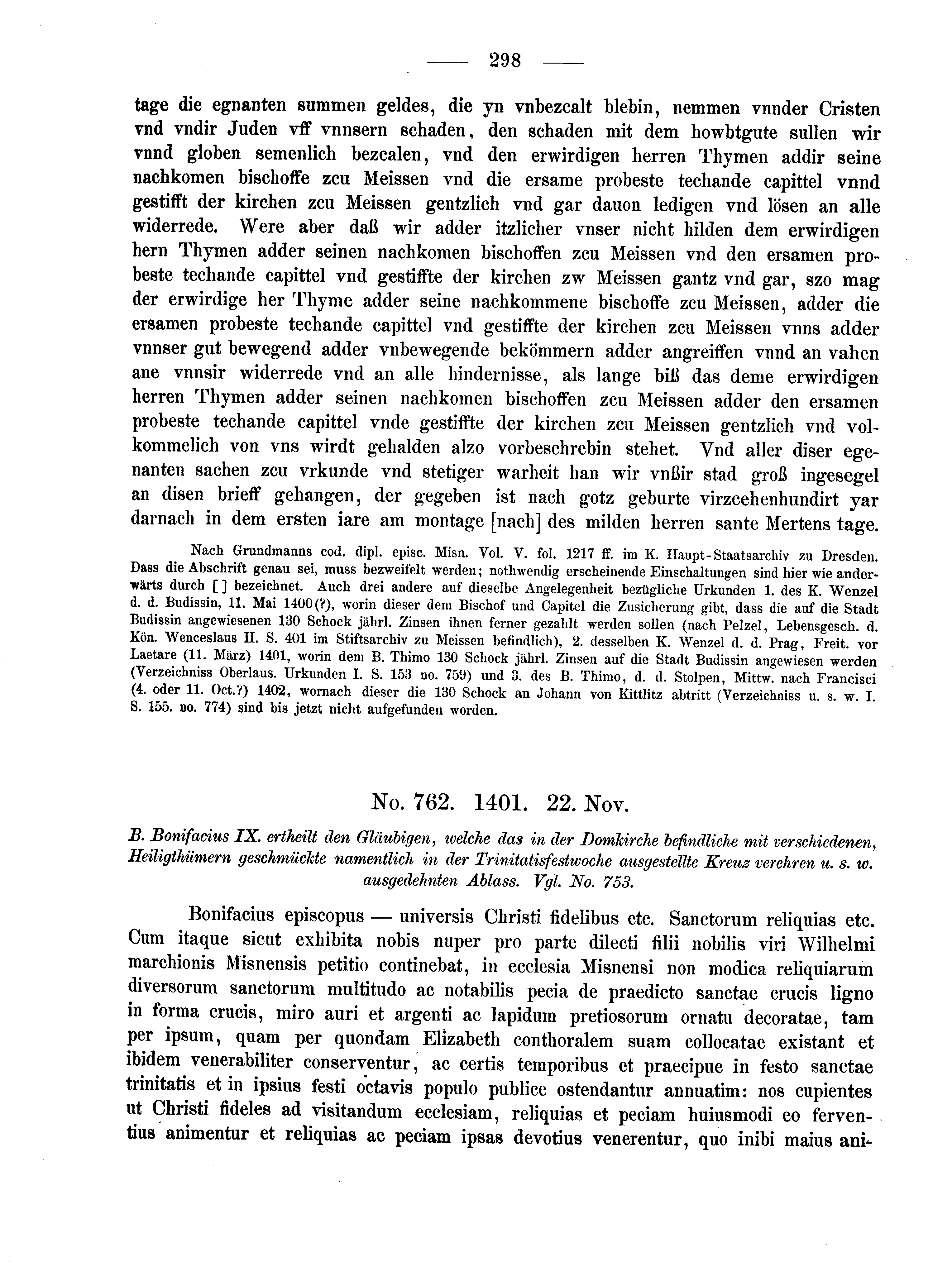Historische Urkunde Seite 298 aus Band cds2_02