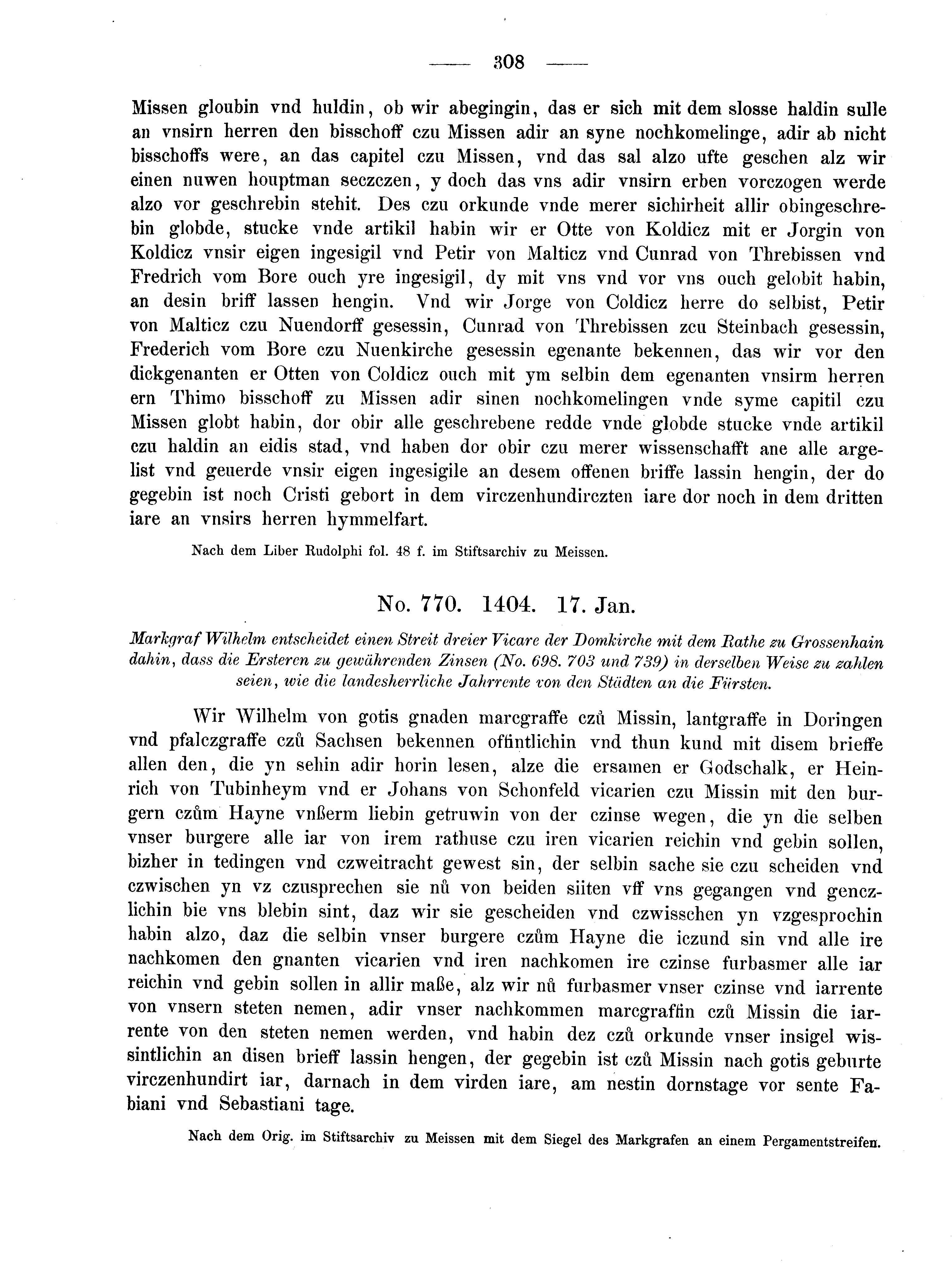 Historische Urkunde Seite 308 aus Band cds2_02
