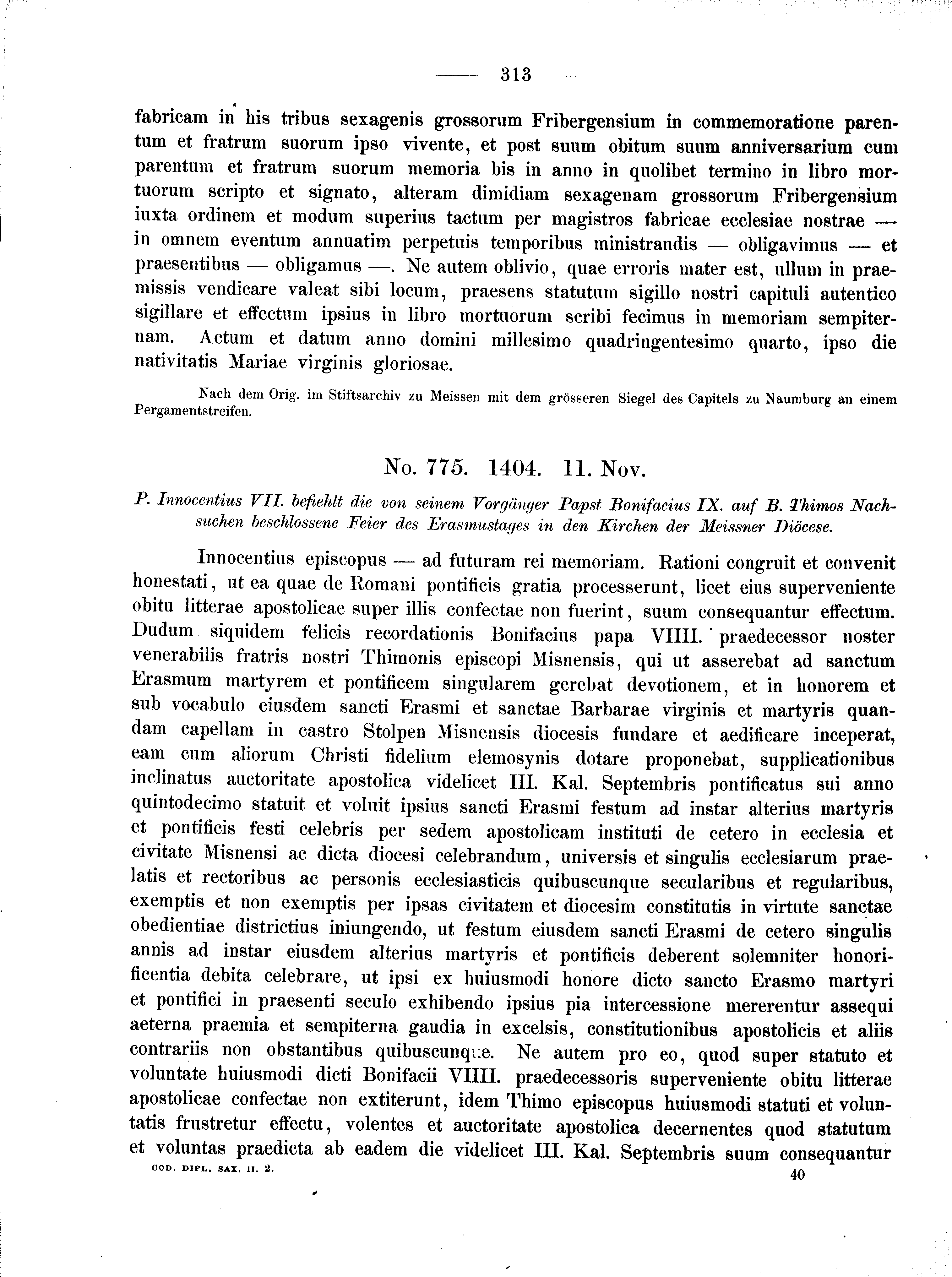 Historische Urkunde Seite 313 aus Band cds2_02