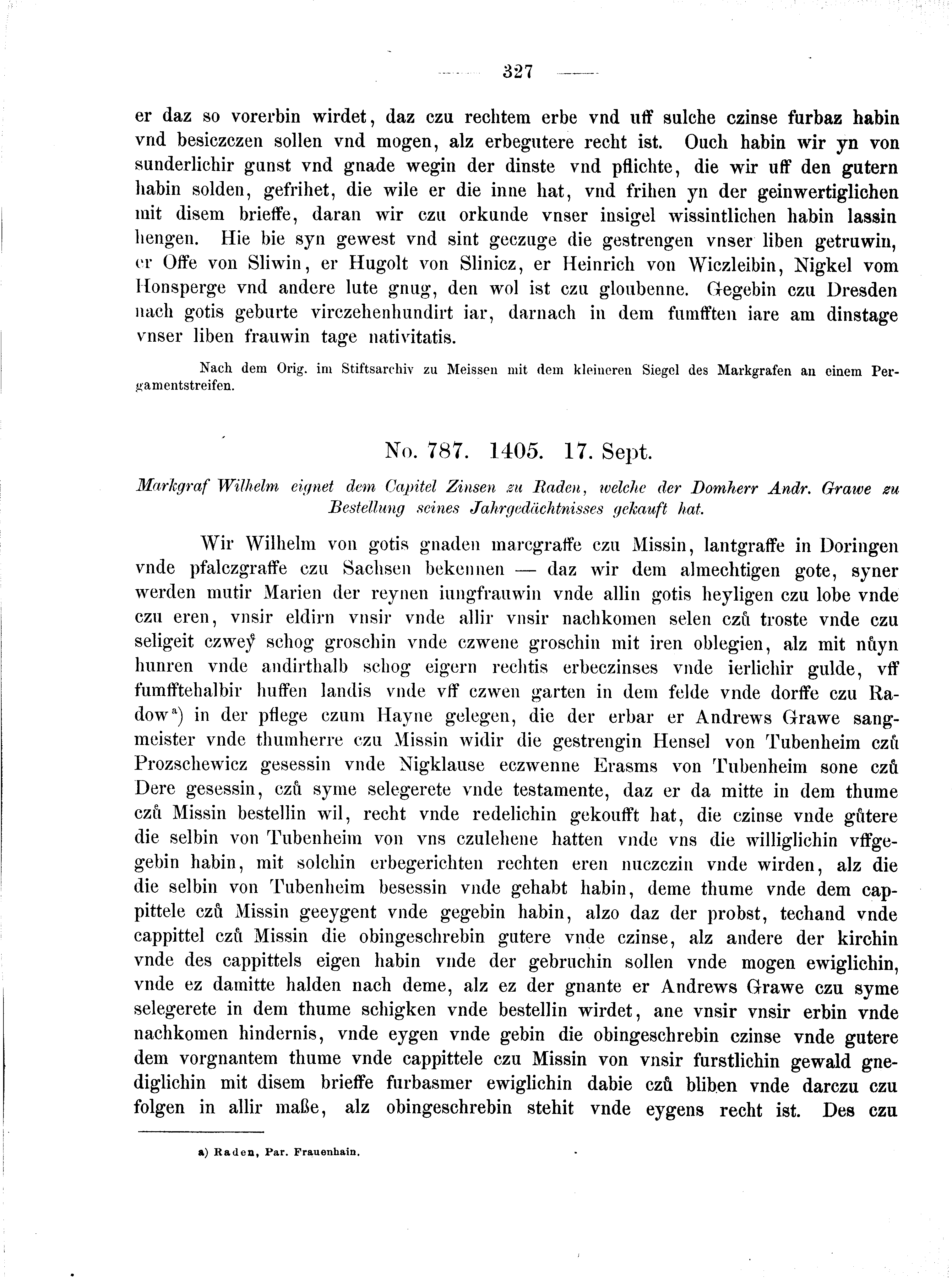 Historische Urkunde Seite 327 aus Band cds2_02