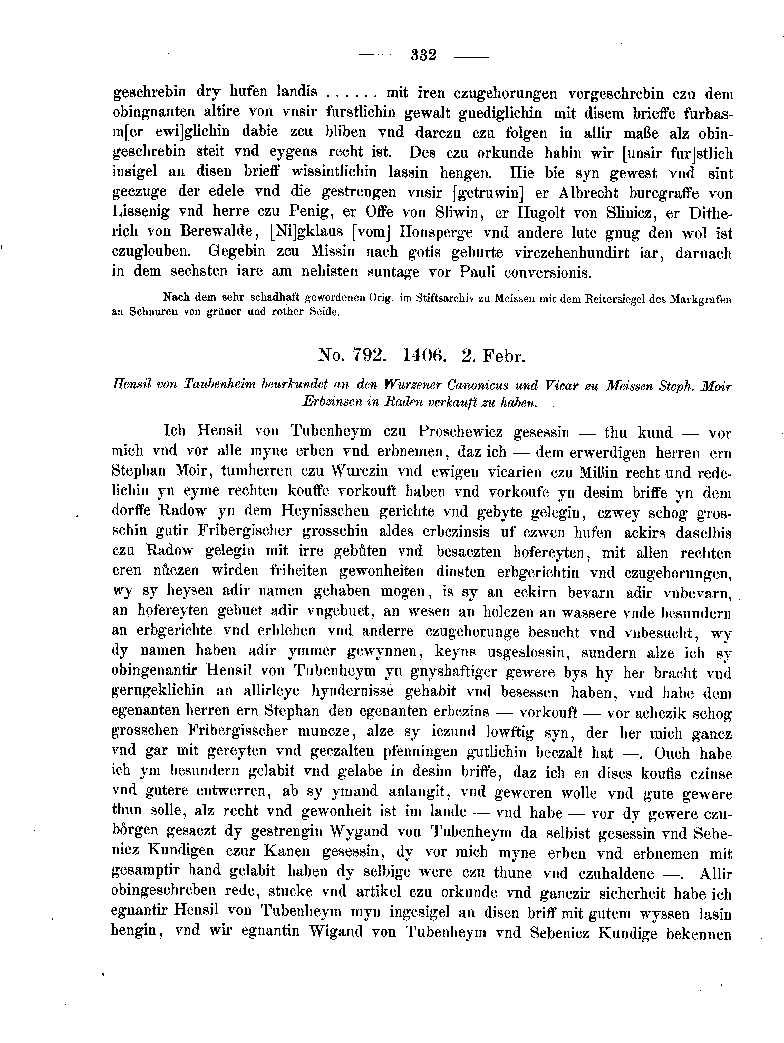 Historische Urkunde Seite 332 aus Band cds2_02