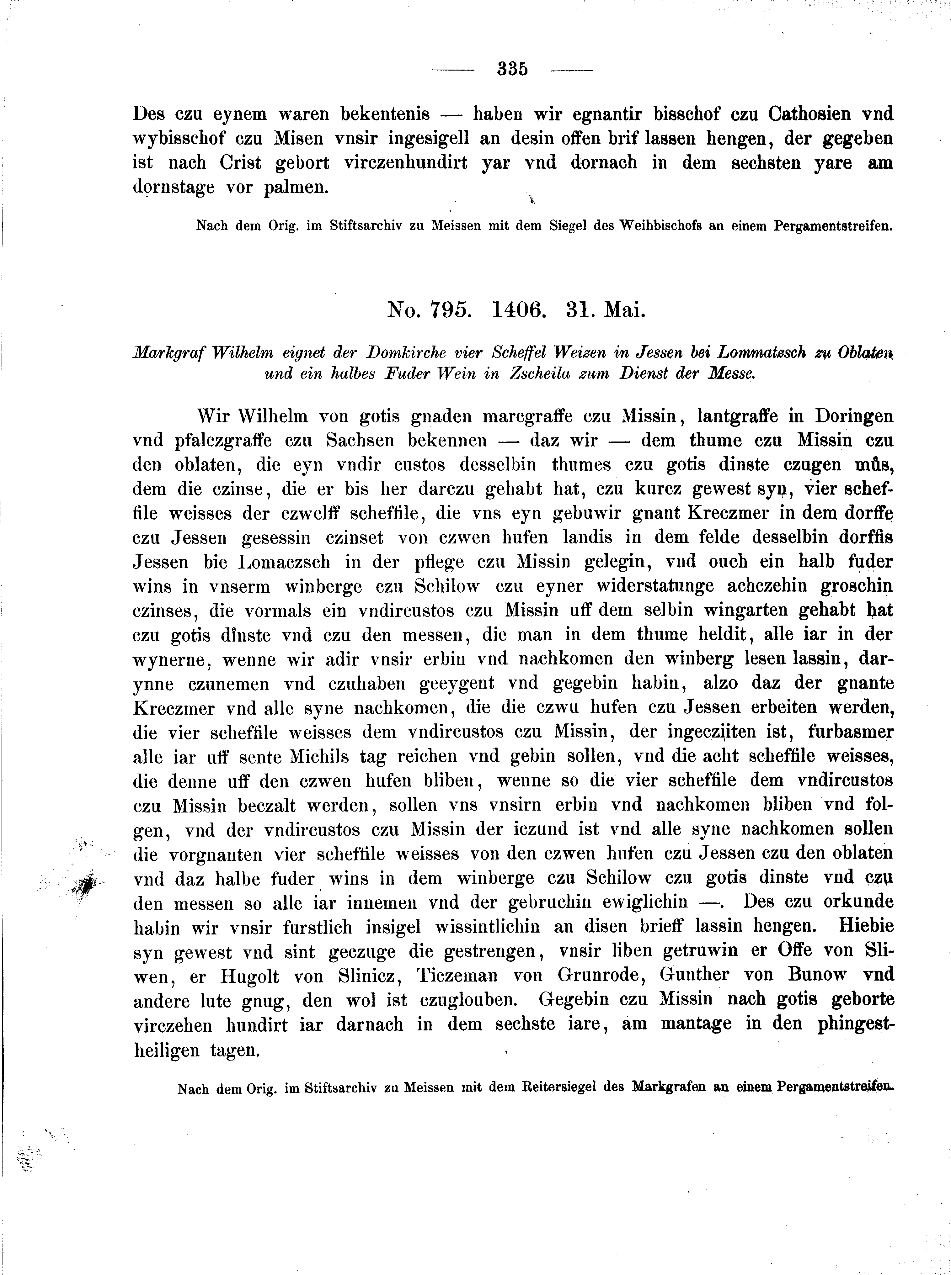 Historische Urkunde Seite 335 aus Band cds2_02