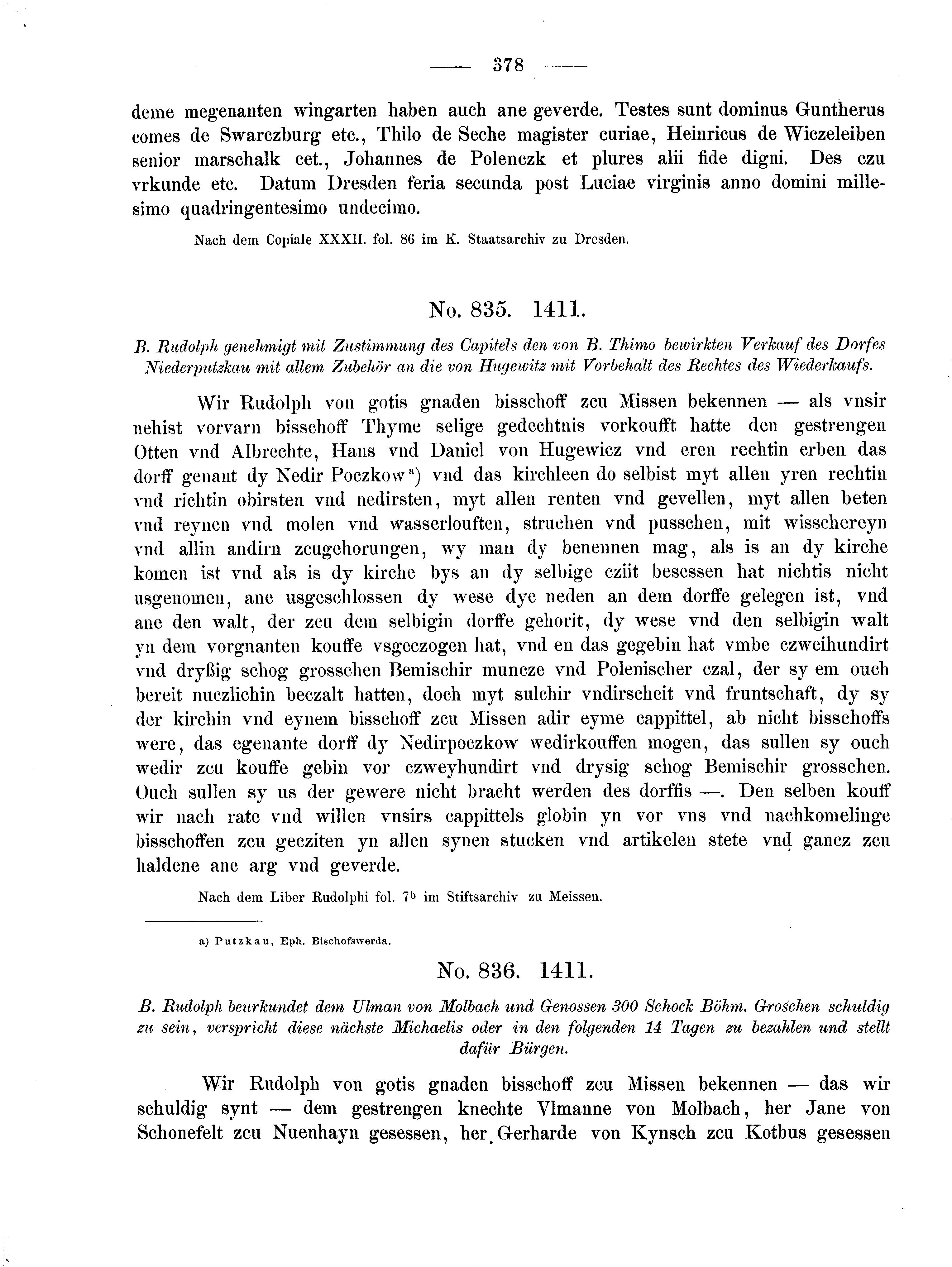 Historische Urkunde Seite 378 aus Band cds2_02