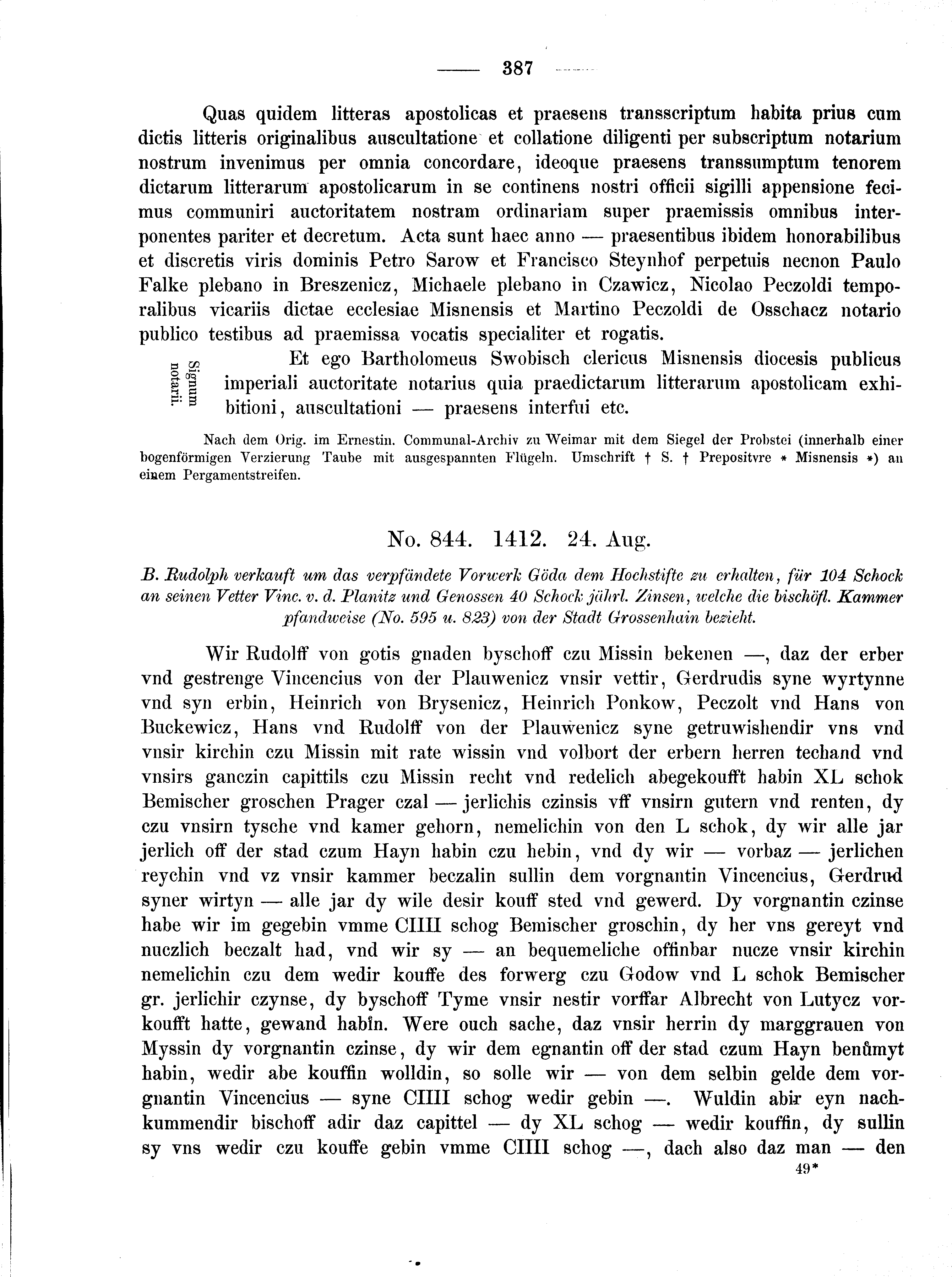 Historische Urkunde Seite 387 aus Band cds2_02