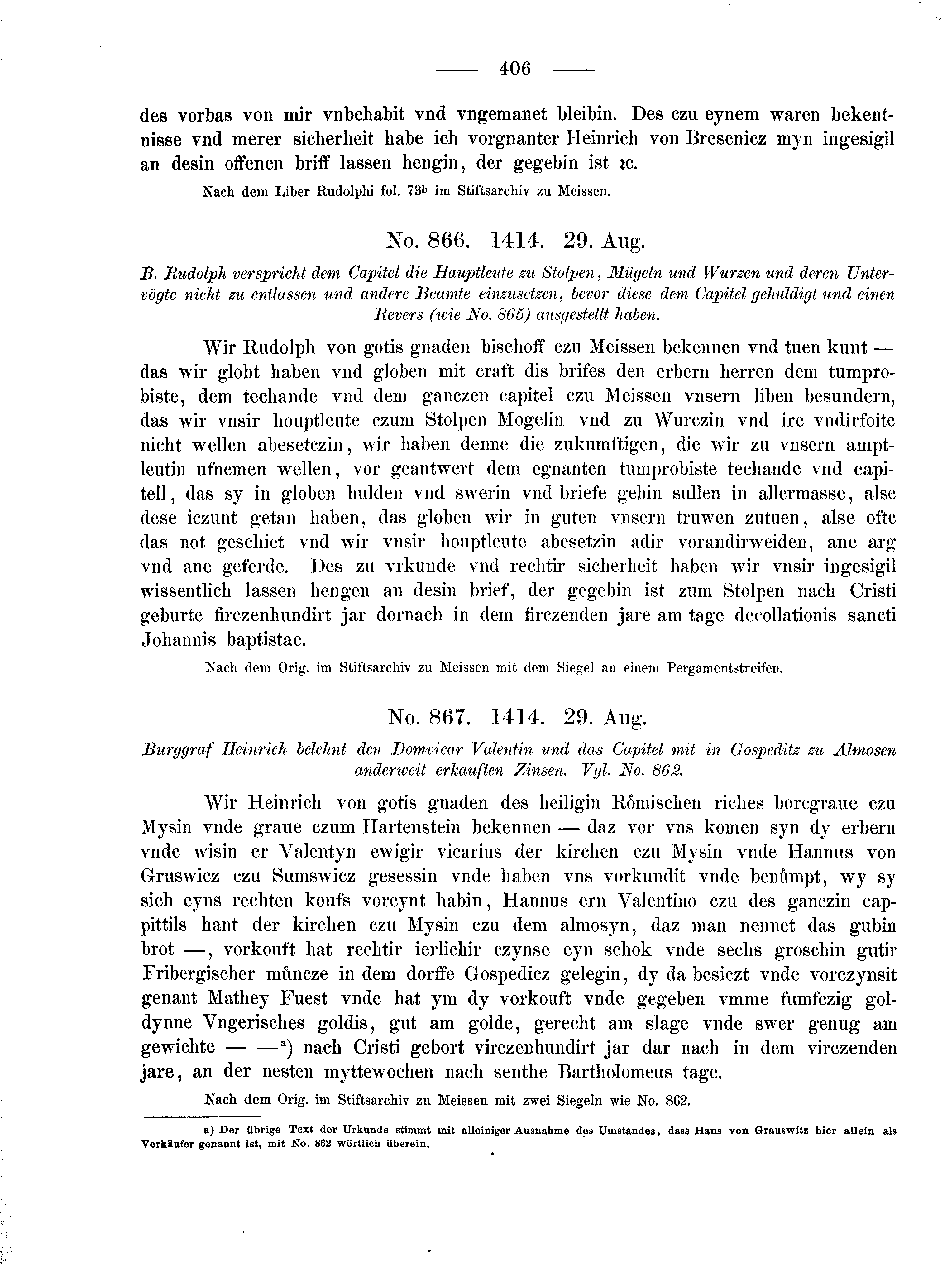 Historische Urkunde Seite 406 aus Band cds2_02