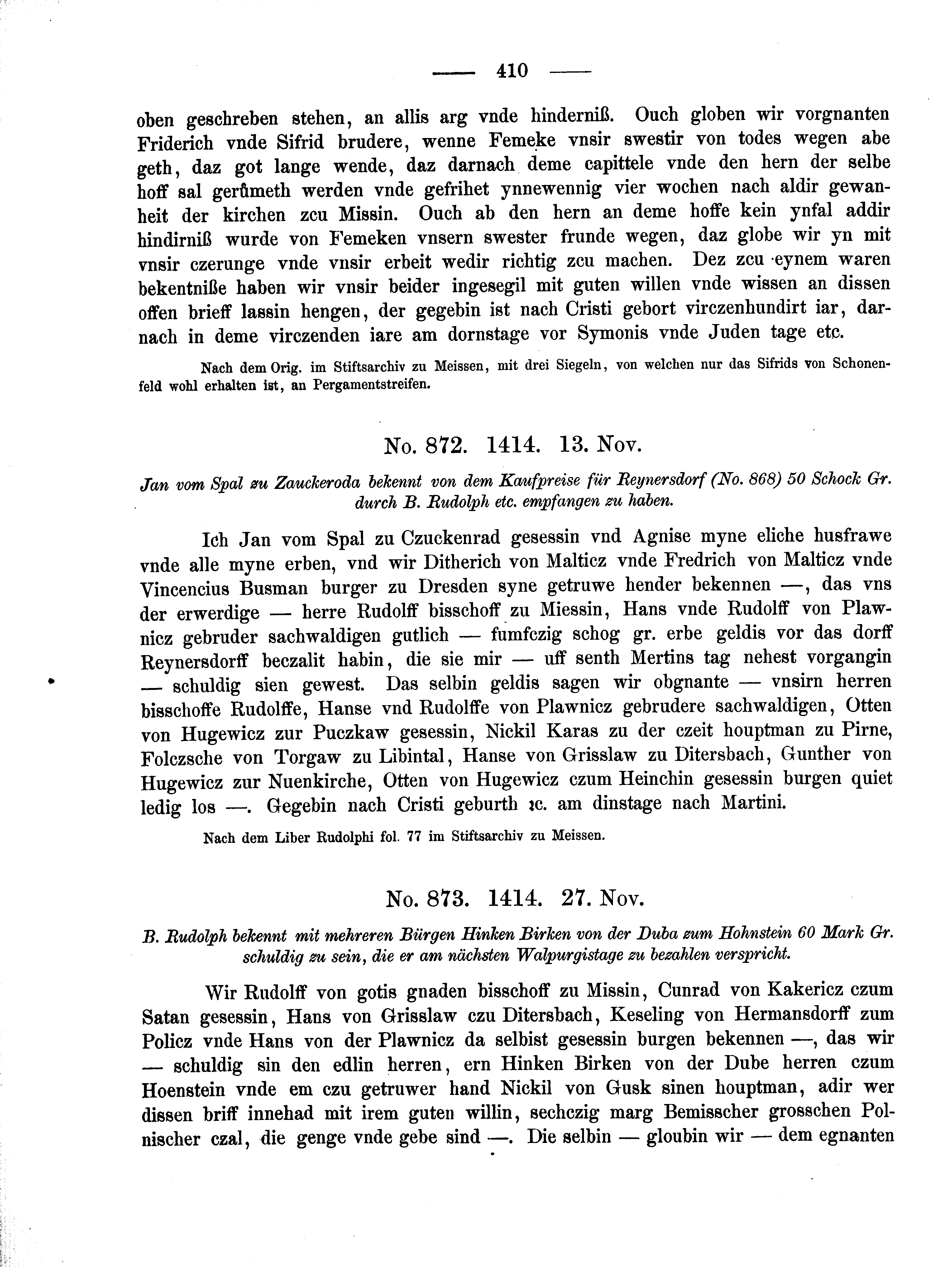 Historische Urkunde Seite 410 aus Band cds2_02