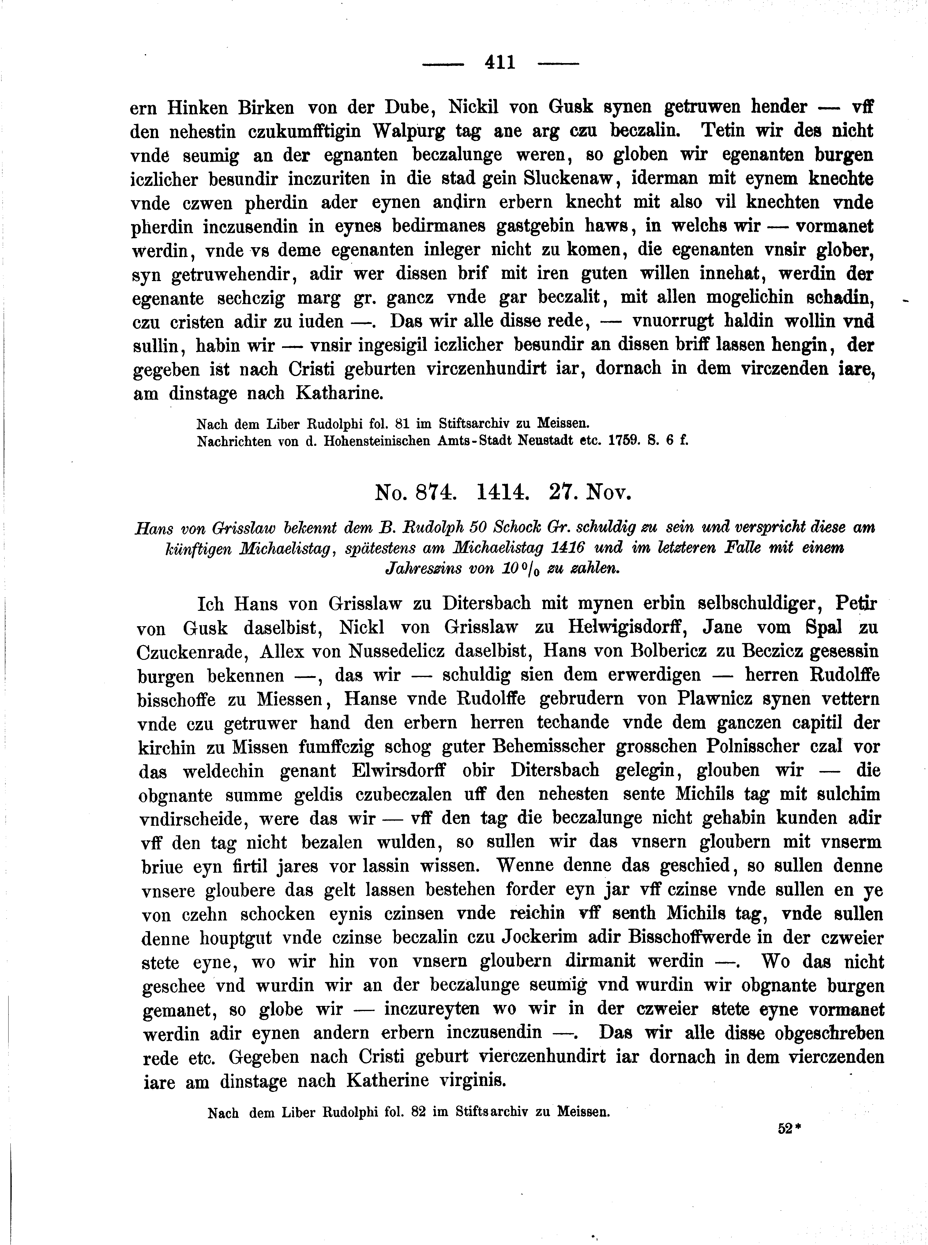 Historische Urkunde Seite 411 aus Band cds2_02