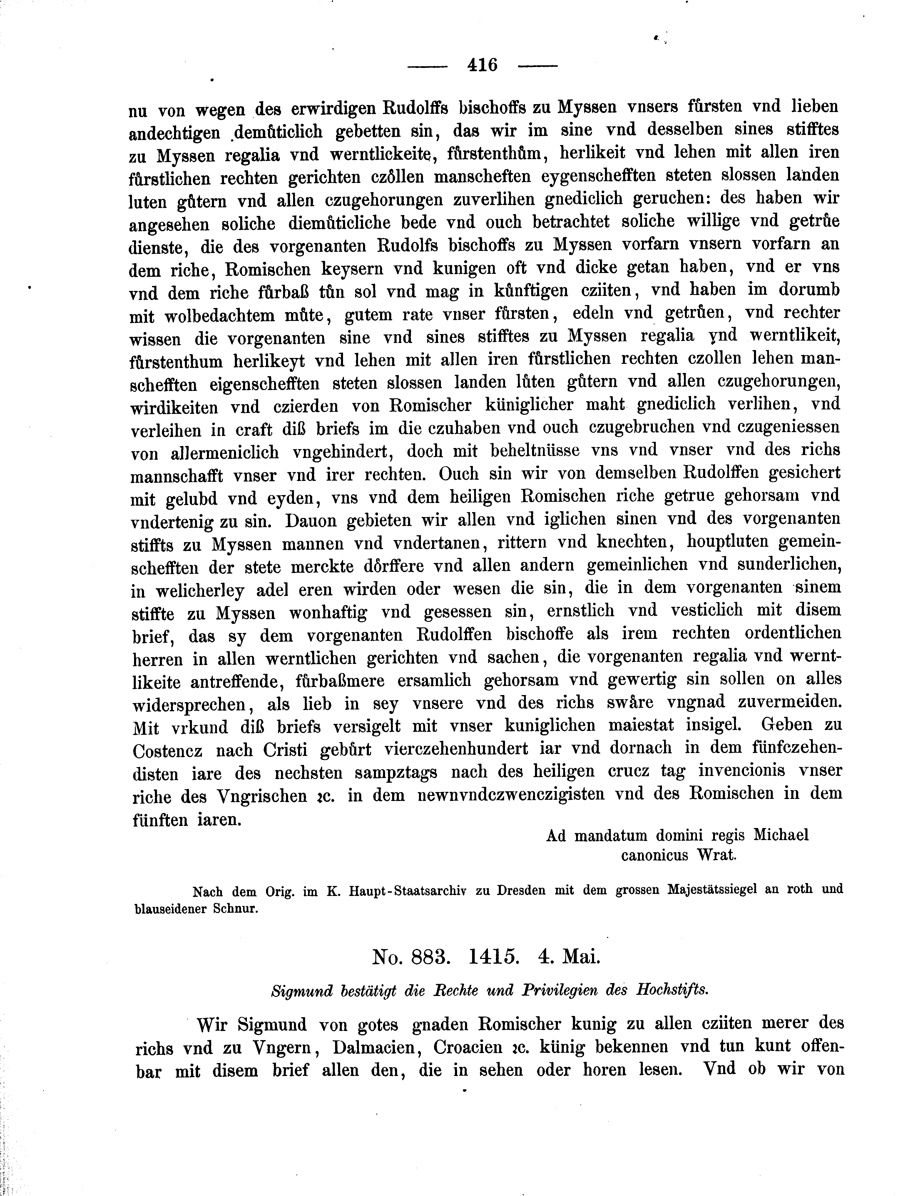 Historische Urkunde Seite 416 aus Band cds2_02