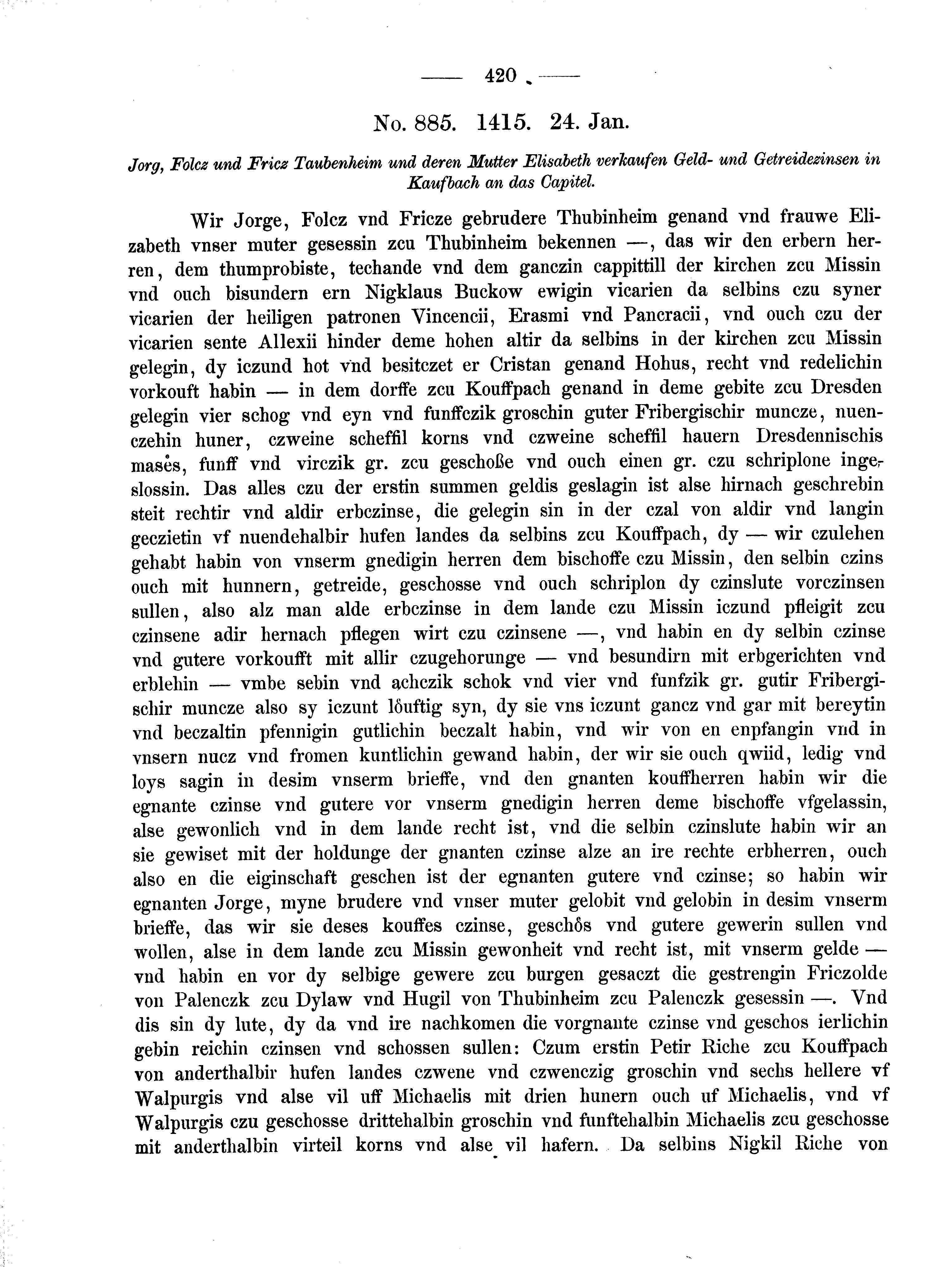 Historische Urkunde Seite 420 aus Band cds2_02