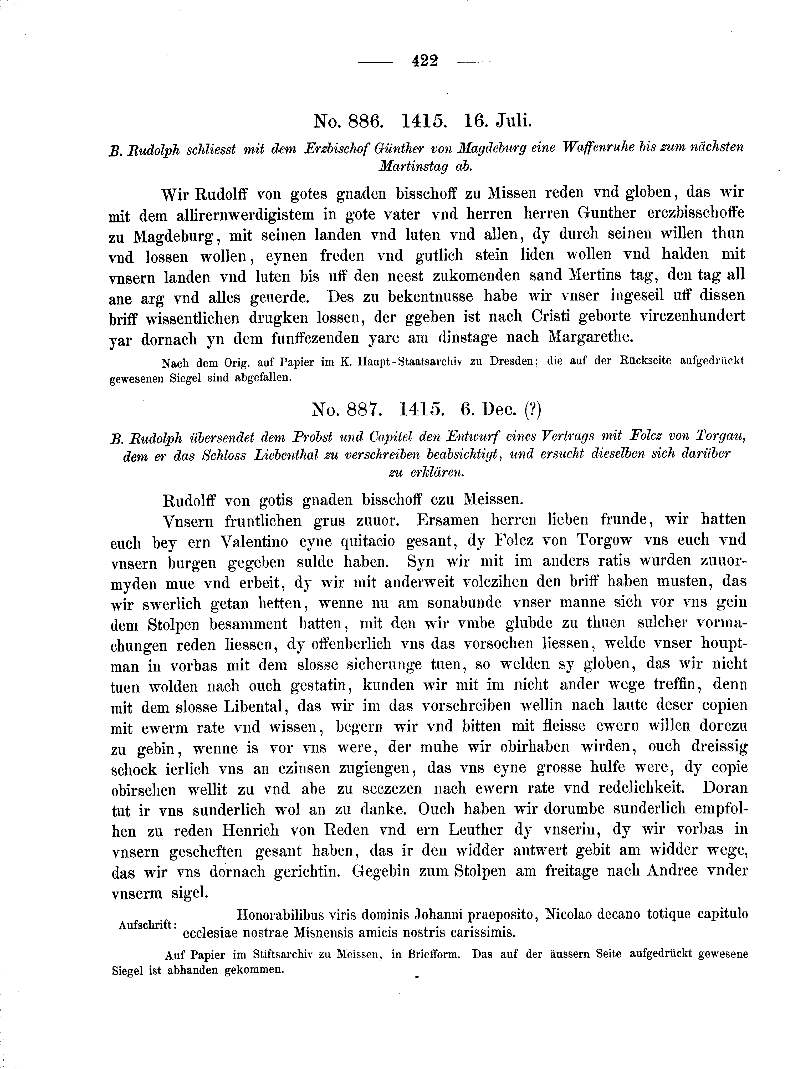 Historische Urkunde Seite 422 aus Band cds2_02