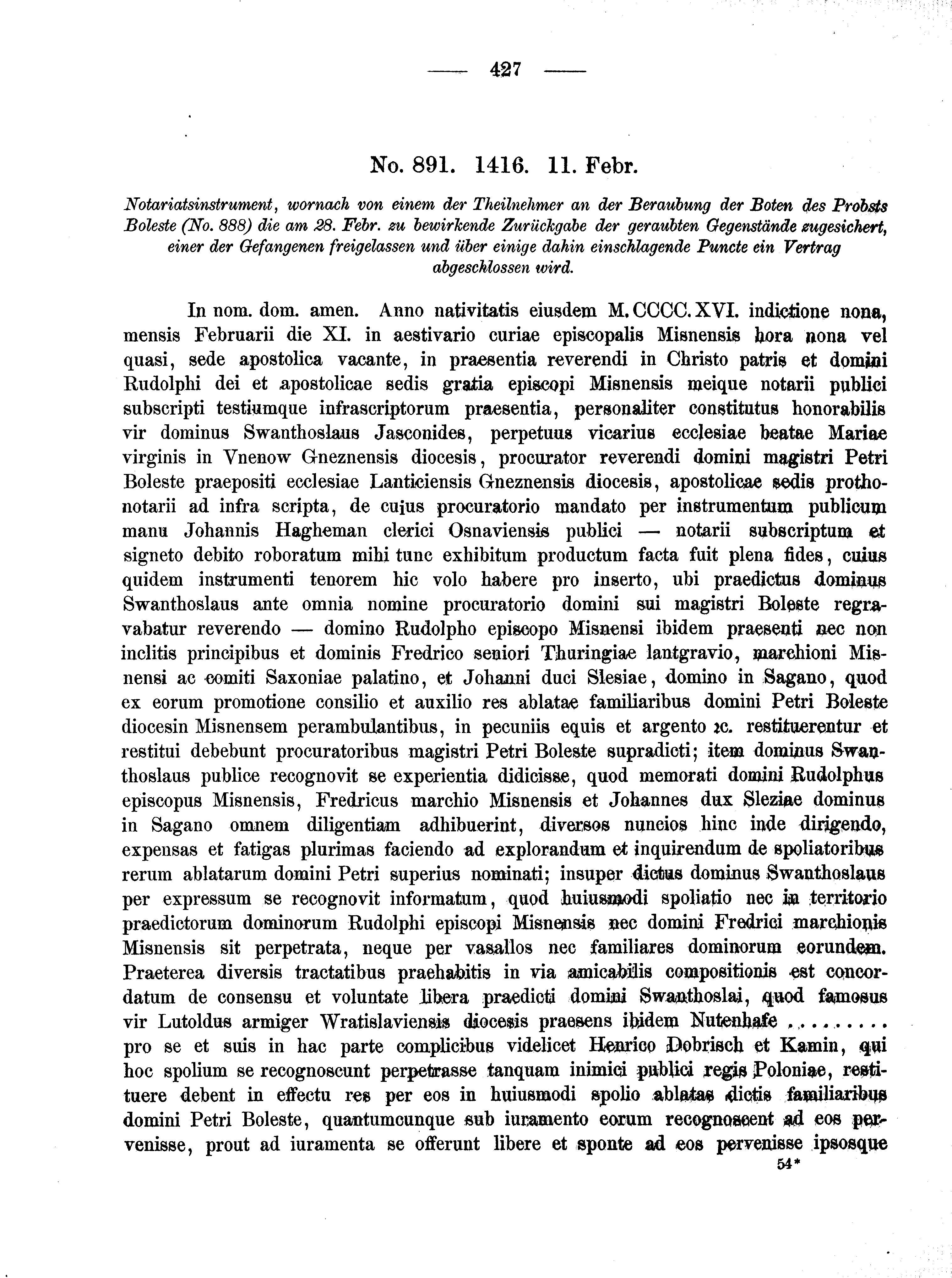 Historische Urkunde Seite 427 aus Band cds2_02