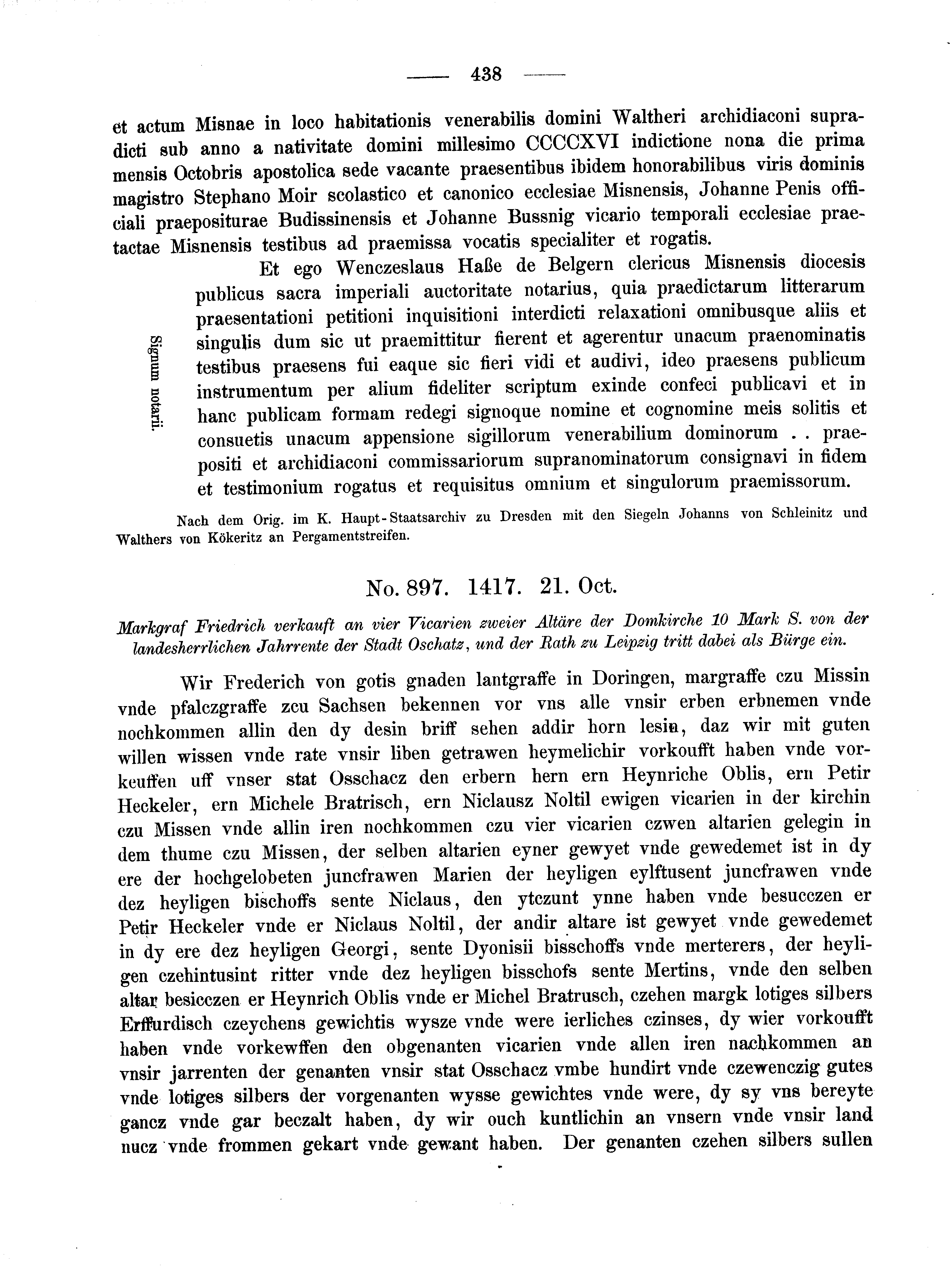 Historische Urkunde Seite 438 aus Band cds2_02