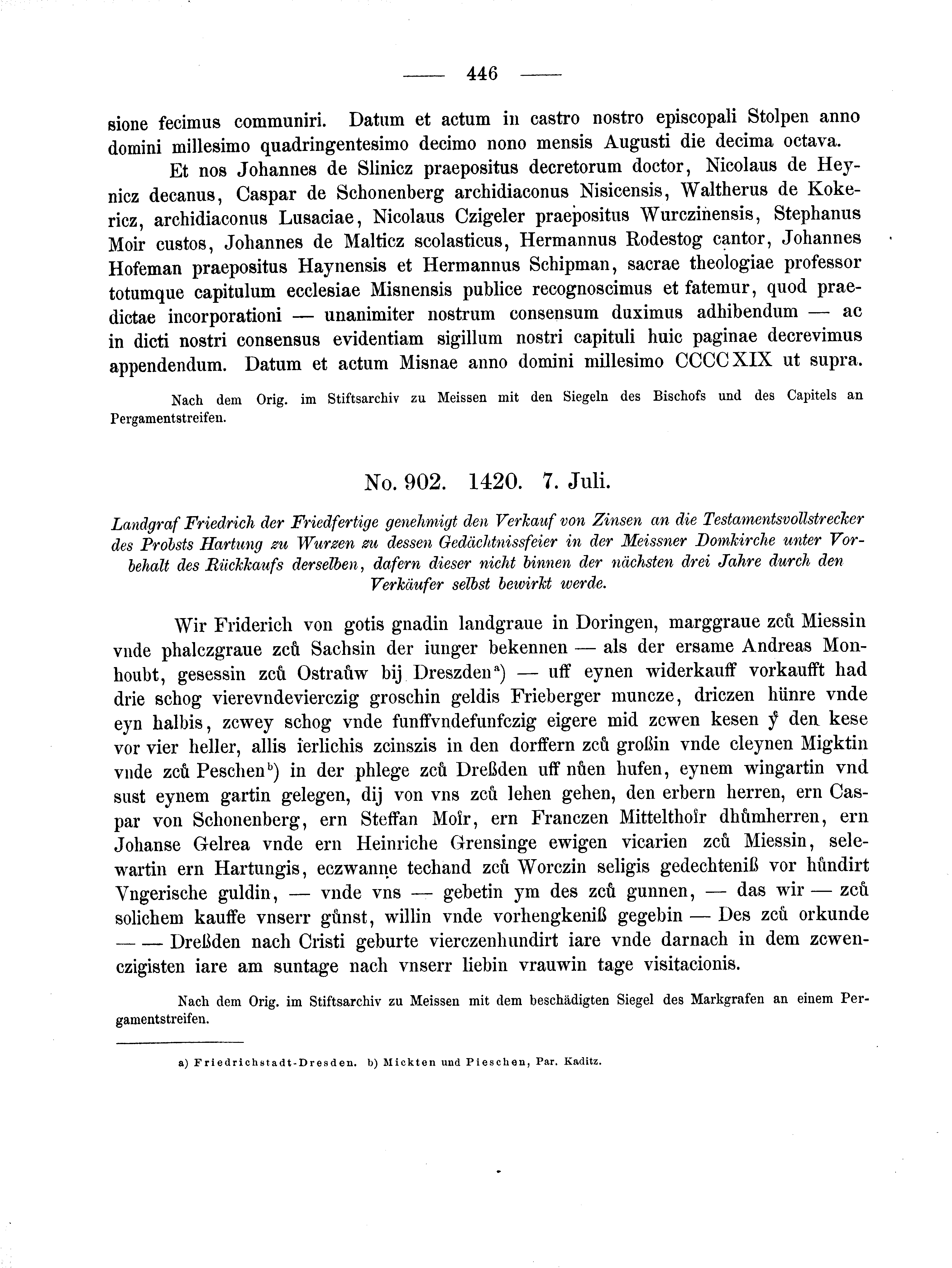 Historische Urkunde Seite 446 aus Band cds2_02